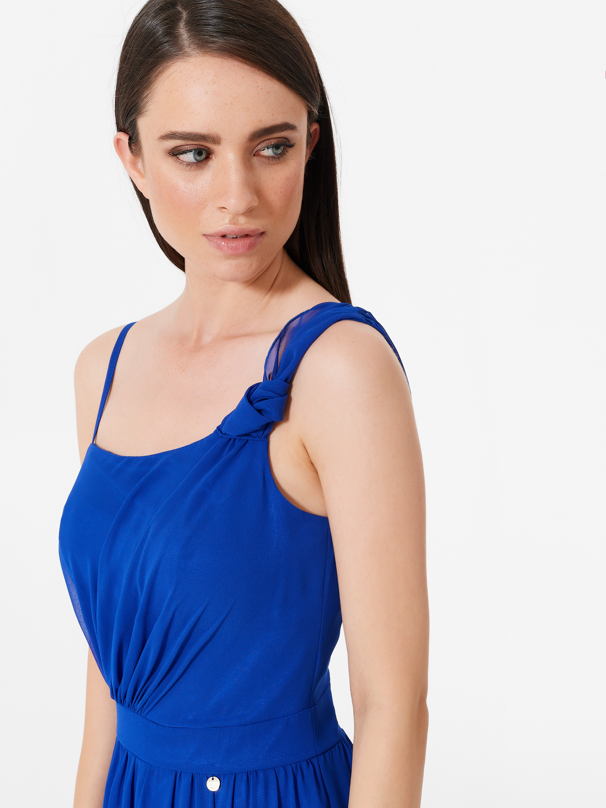 Long, Electric Blue One-shoulder Dress | Blue China | Women | Rinascimento