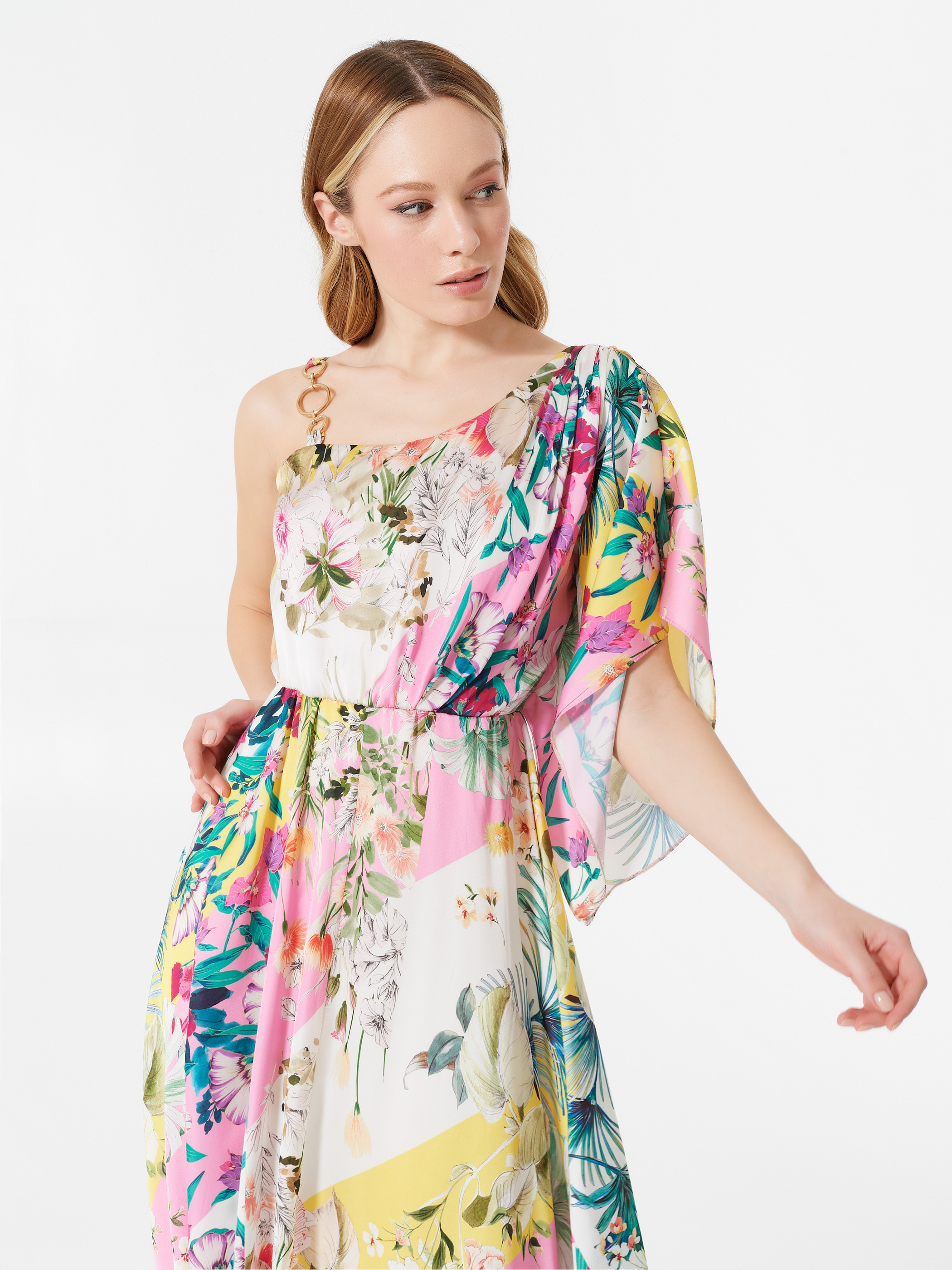 Floral print one-shoulder dress | var ...