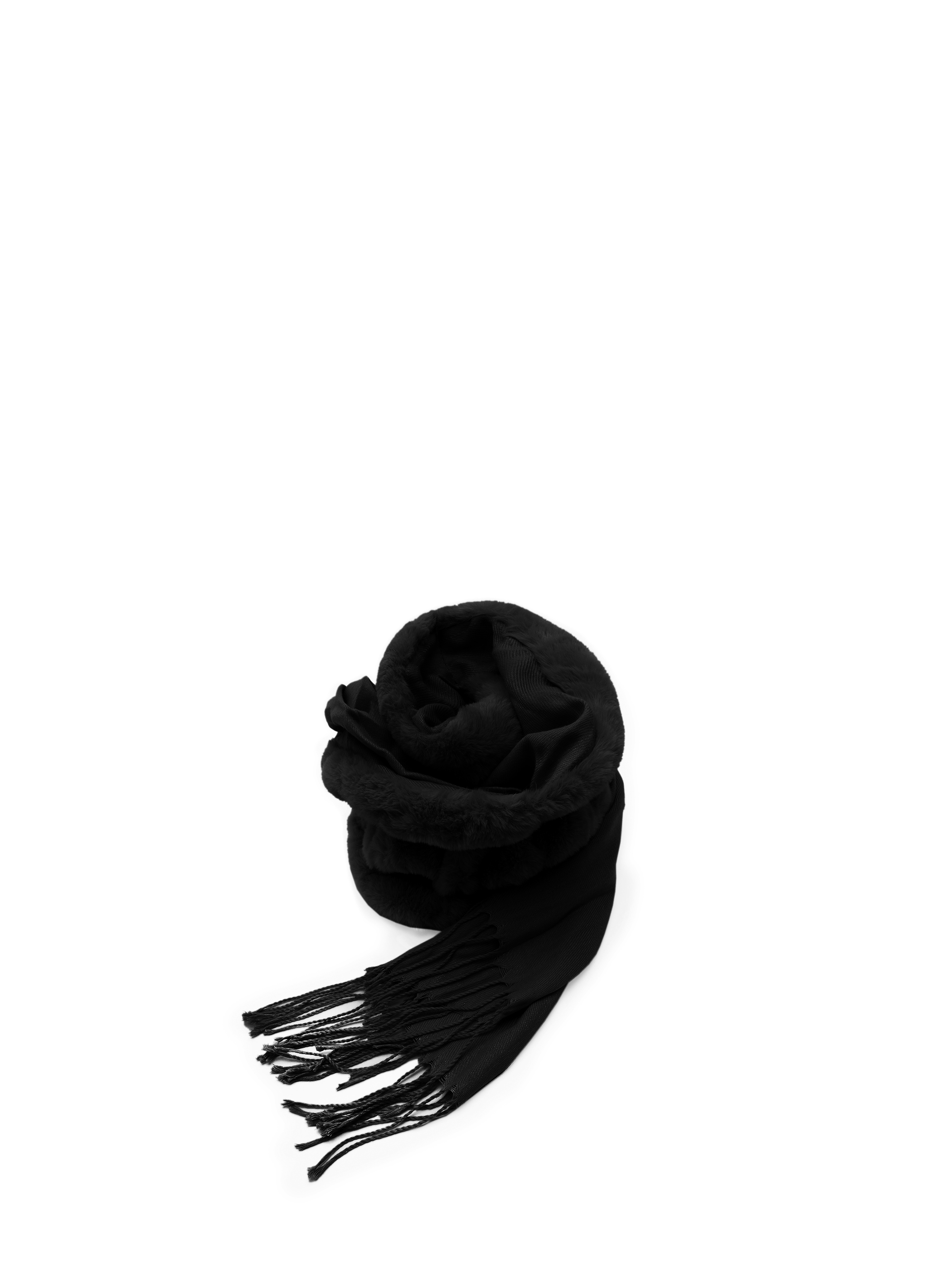 Bufanda con inserto de pelo sintético Negro | Rinascimento