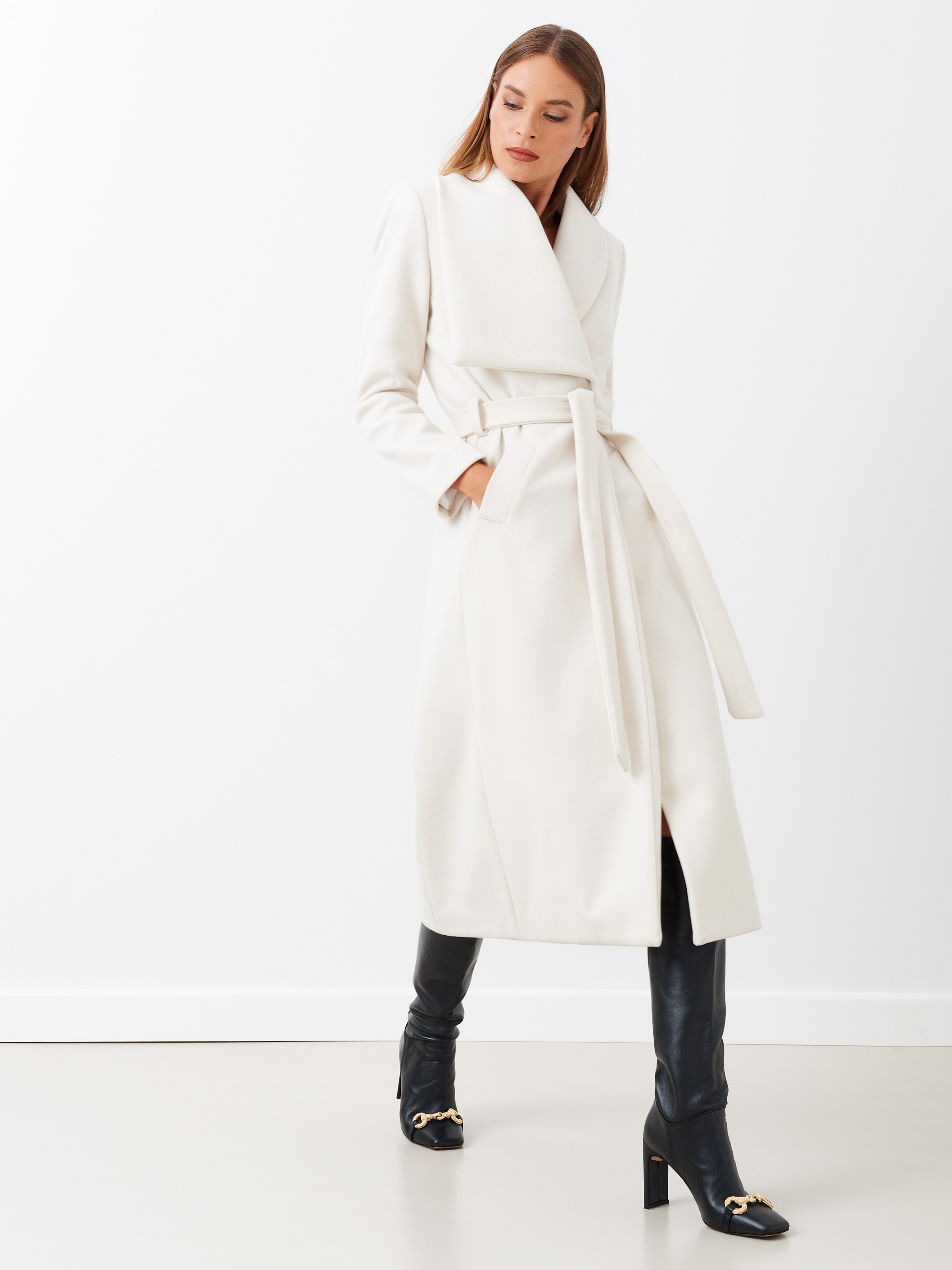 Ligadura Relativo Esta llorando Maxi Abrigo | Blanco Lana | Mujer | Rinascimento