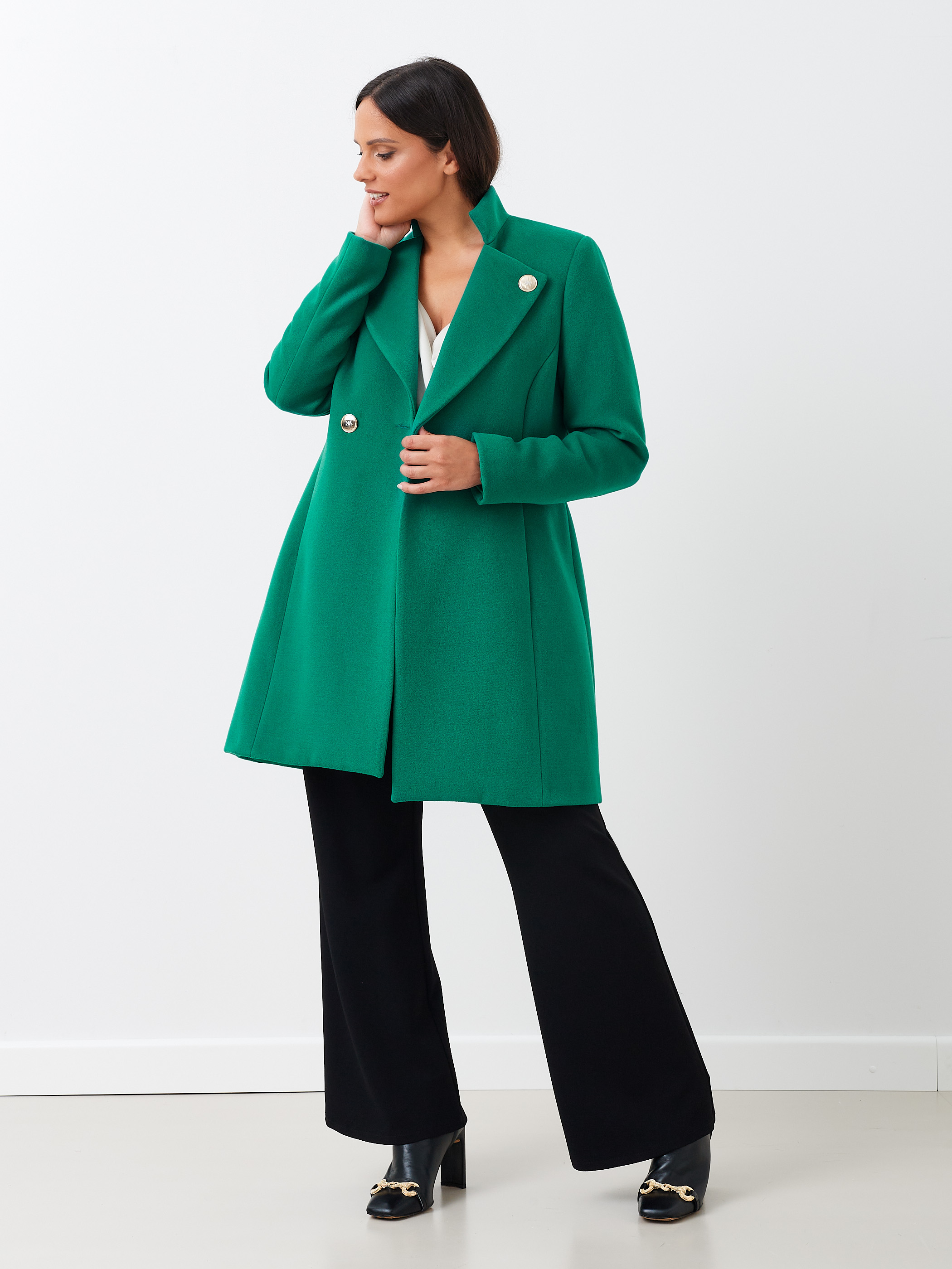 Abrigo curvy entallado | Verde | Mujer |