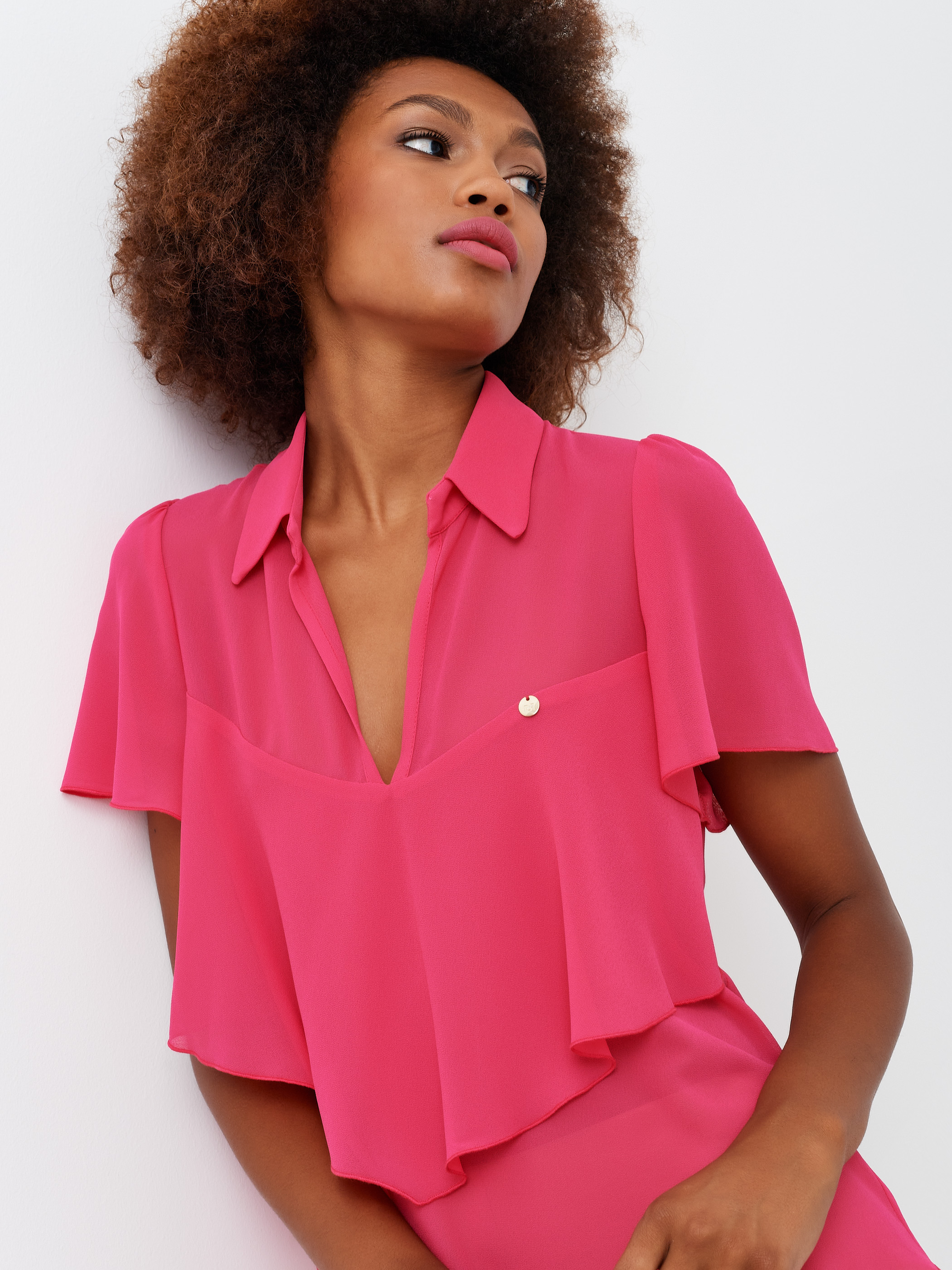 Blusa de crepé georgette de color fucsia | Fuxia | Mujer | Rinascimento Blusa de crepé georgette de color fucsia | Fuxia | Mujer | Rinascimento