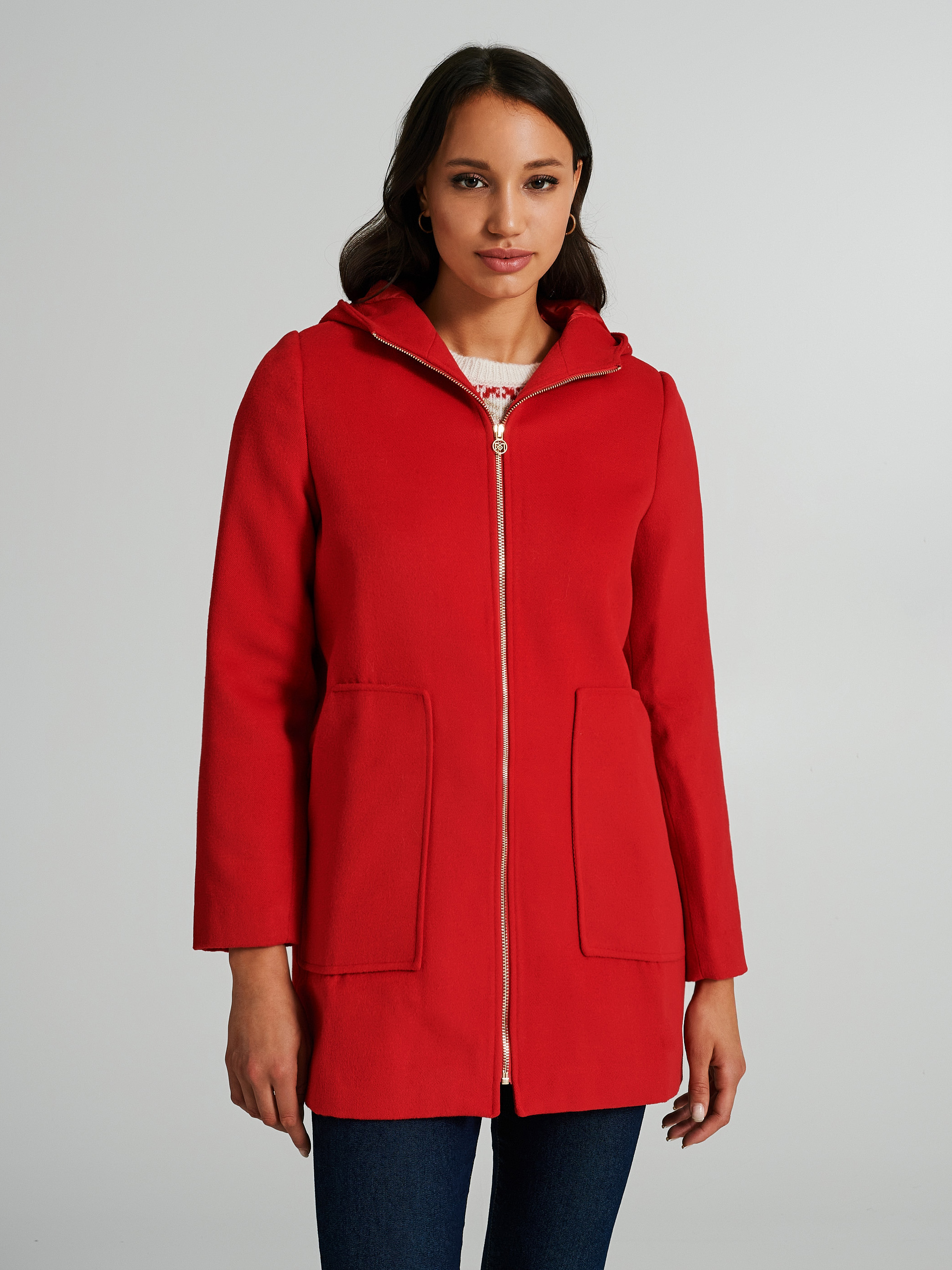 Cappotto rosso con cappuccio online