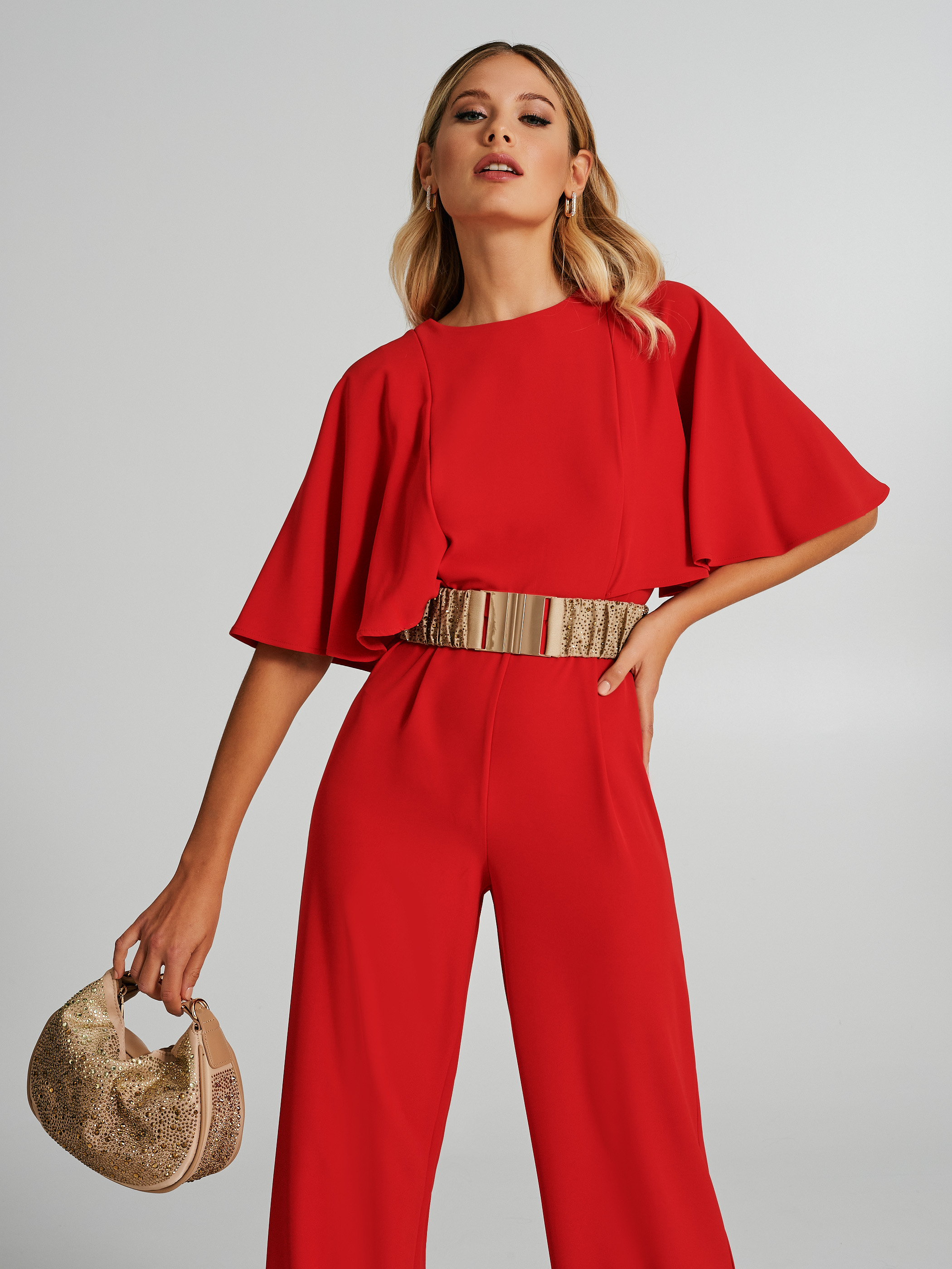 Palazzo jumpsuit with cap sleeves
