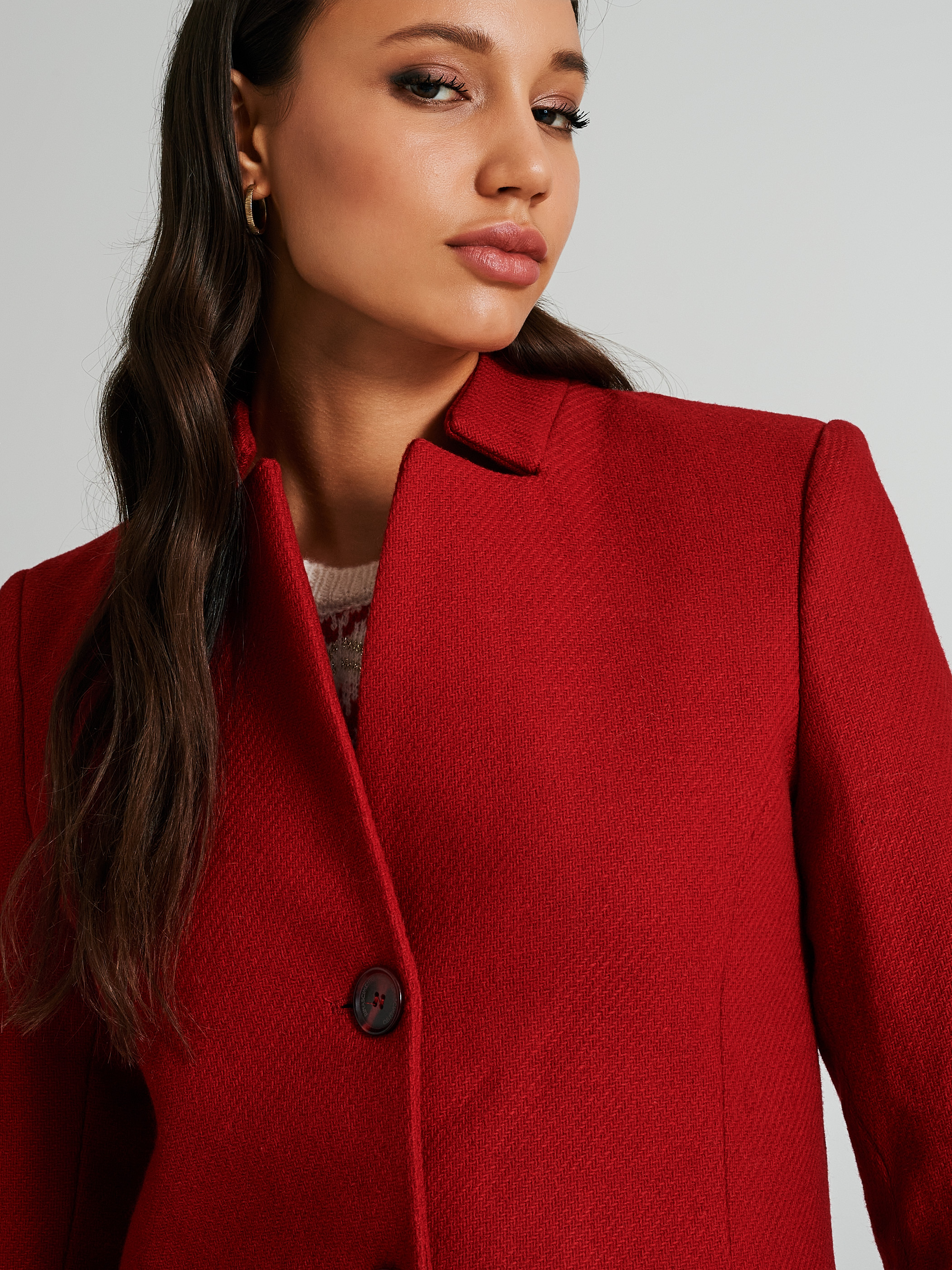 Womens red shop wool blend coat