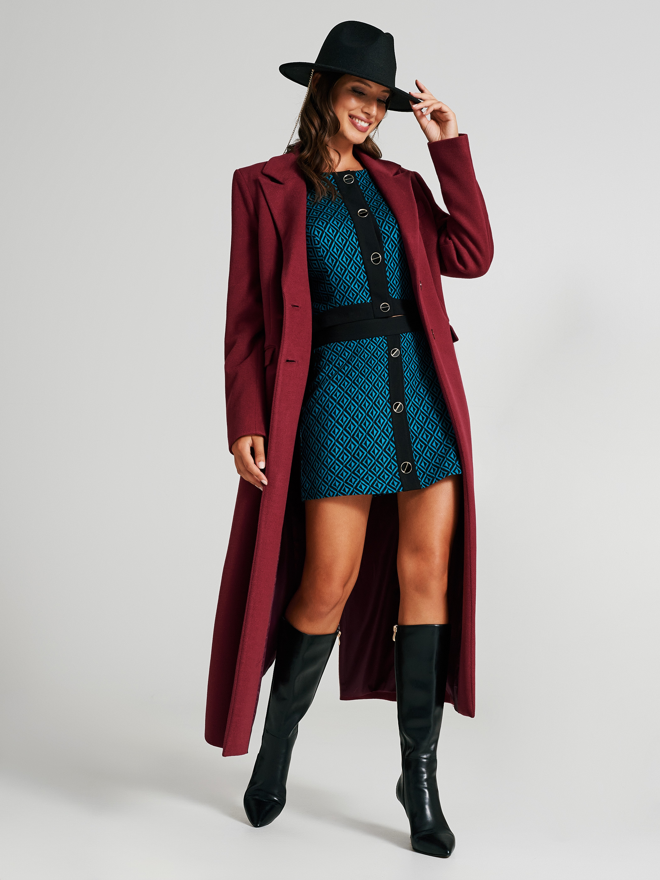 Long velour coat