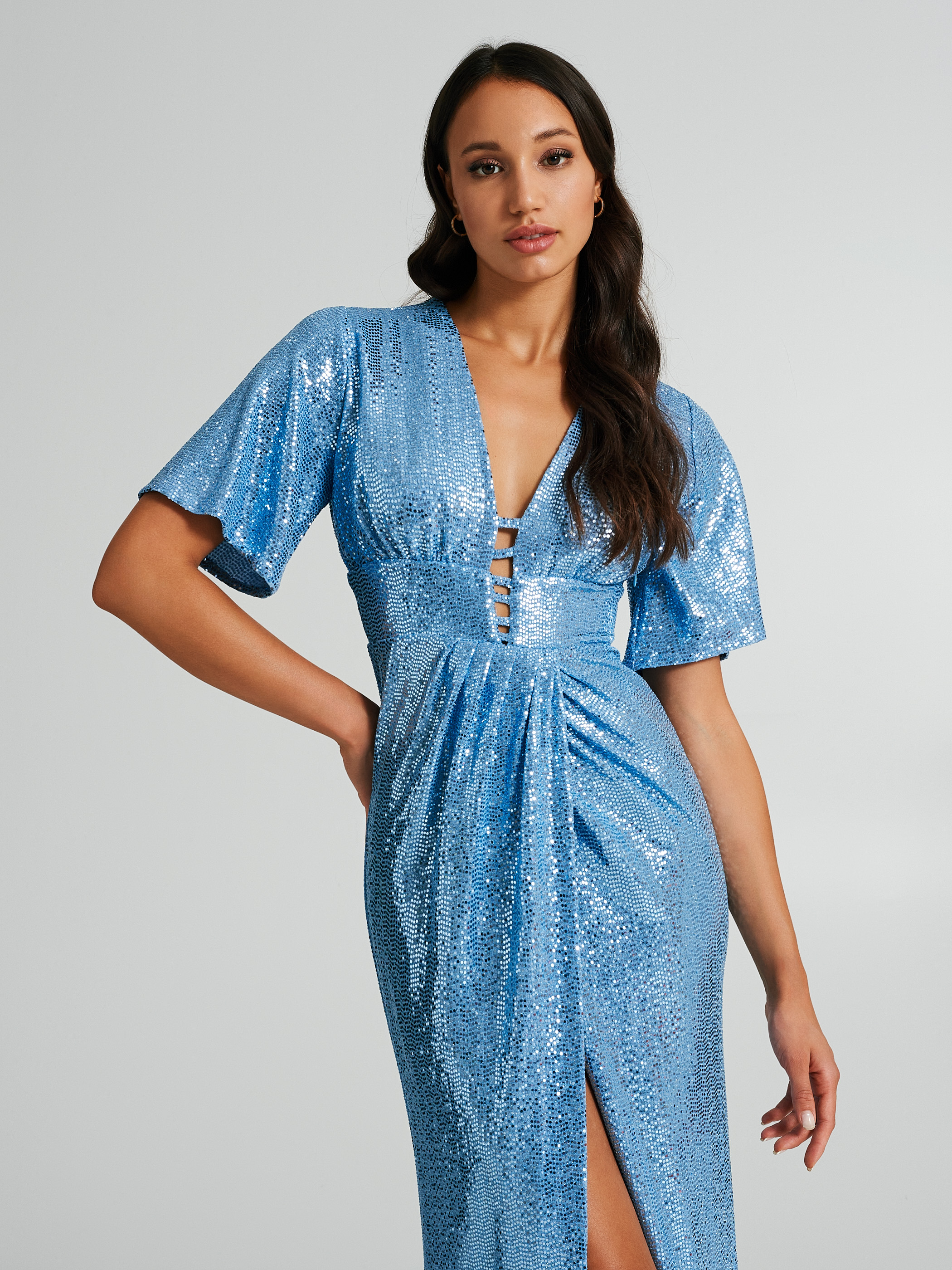 Robe midi bleu best sale