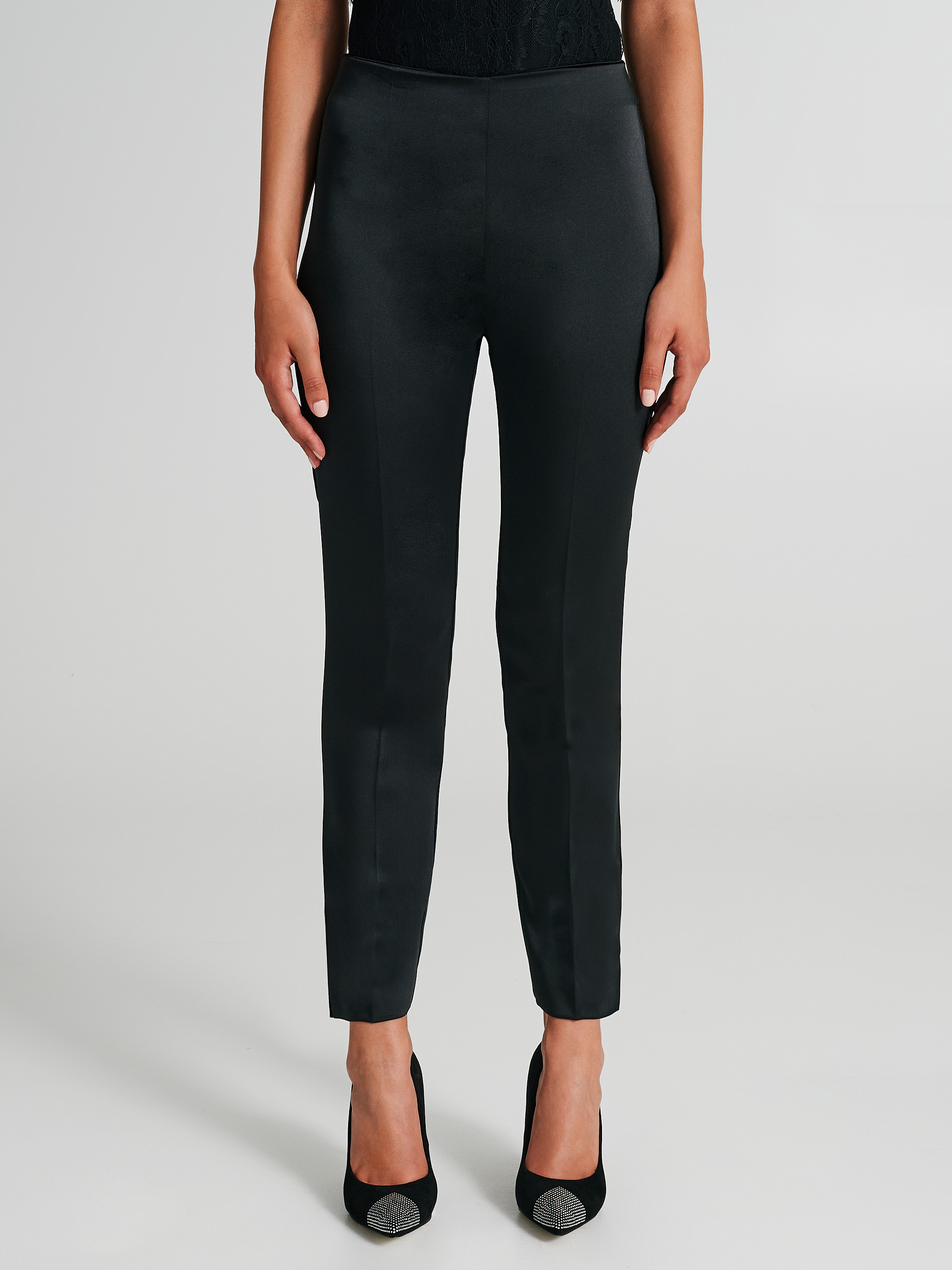 Satin skinny trousers on sale