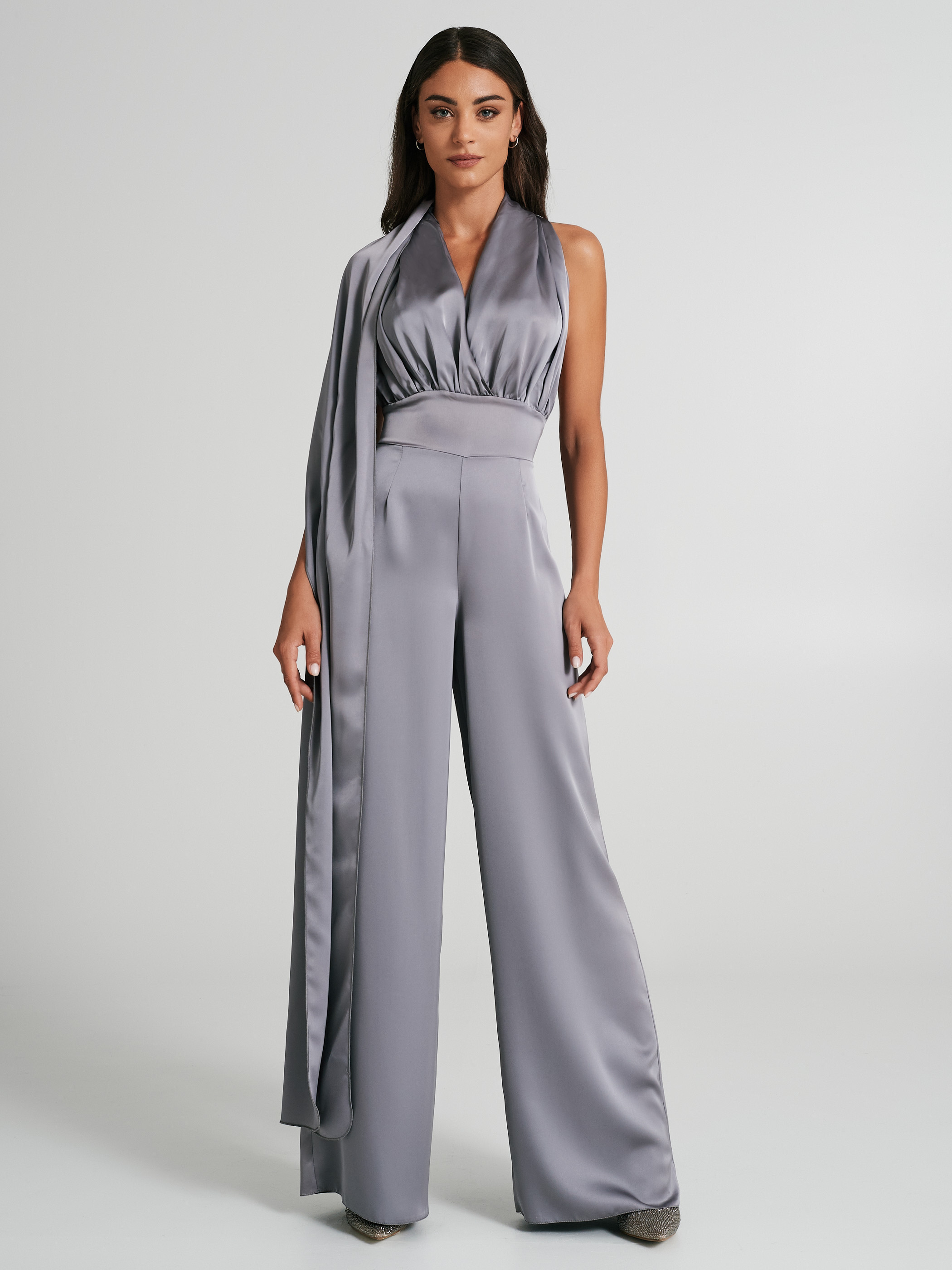 Gray sales jumpsuit formal