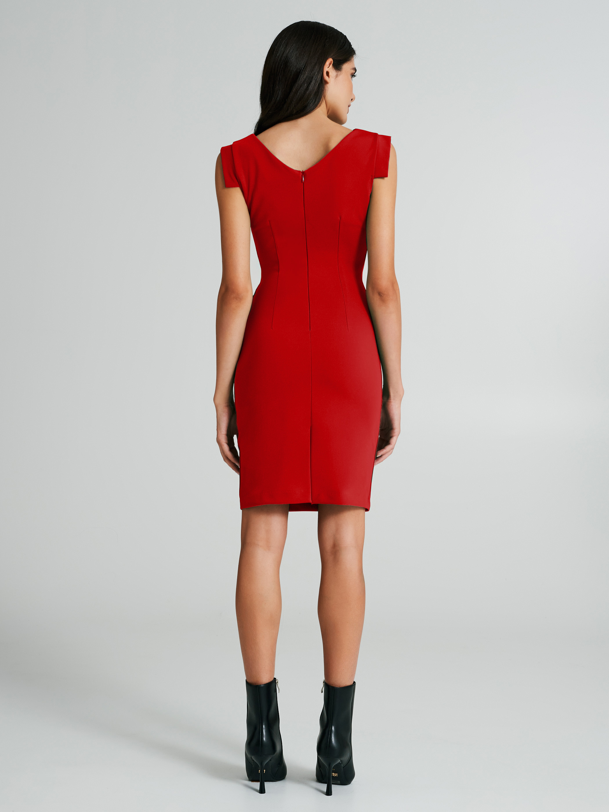 Asymmetrical neckline on sale sheath dress