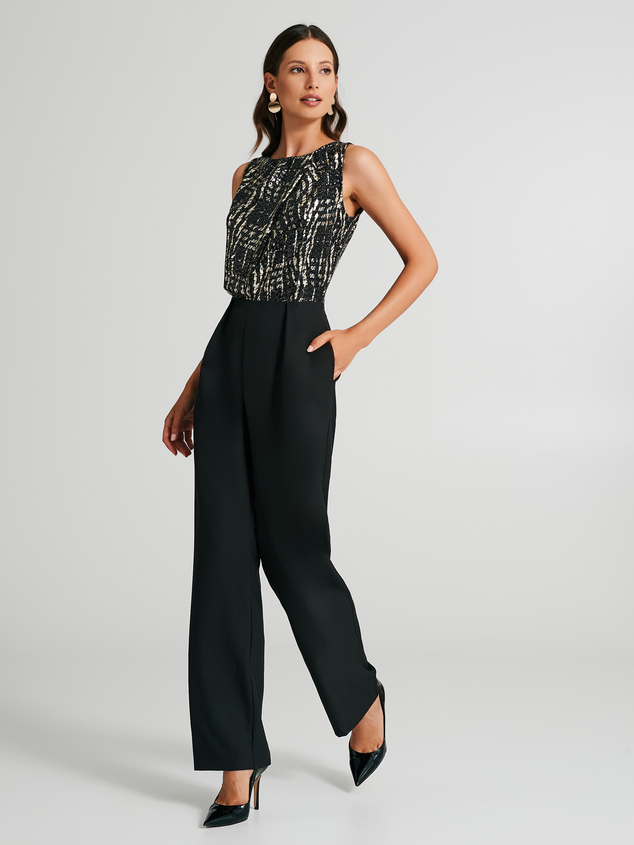 Sequin bodice jumpsuit sale