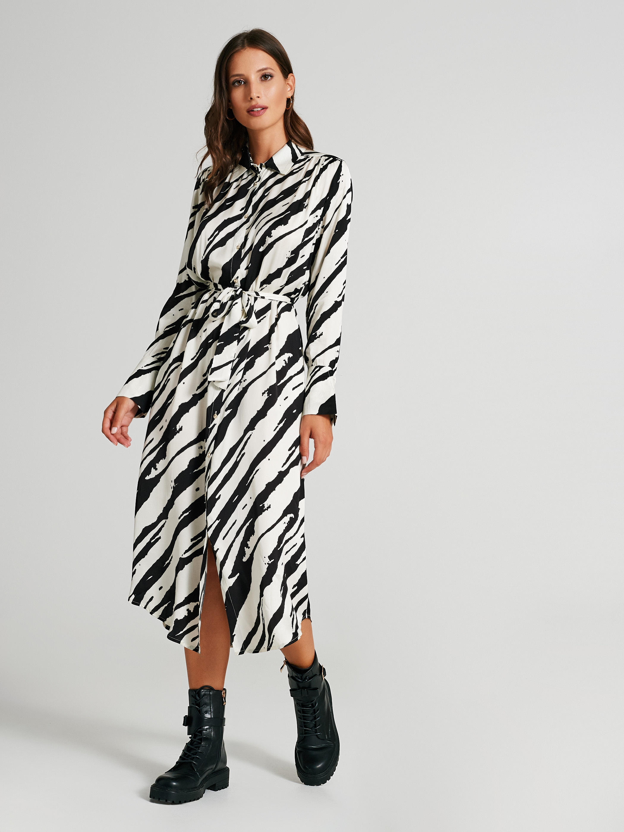 Vestido sales camisero cebra