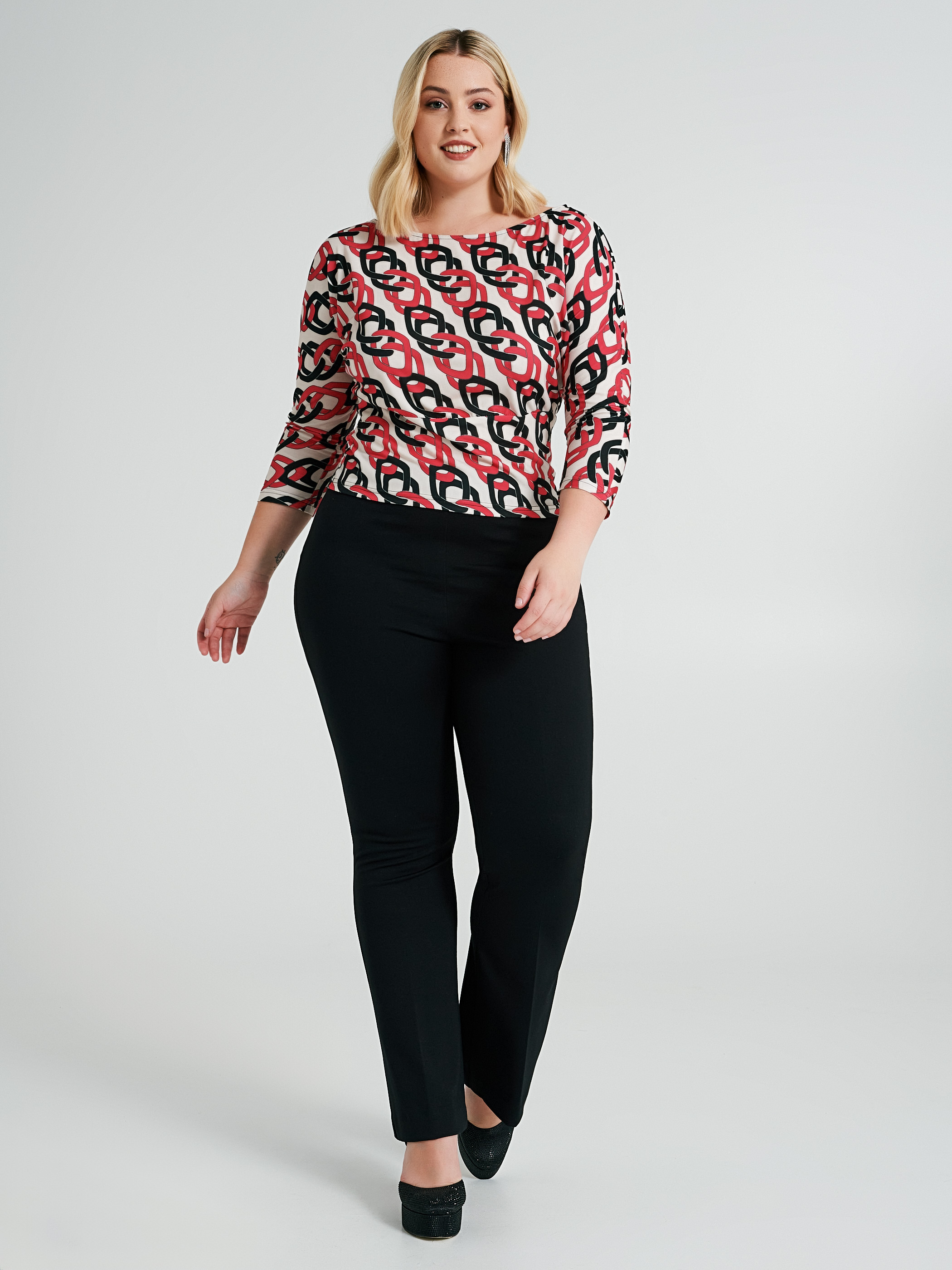 Pantaloni Curvy a zampa in Punto Milano