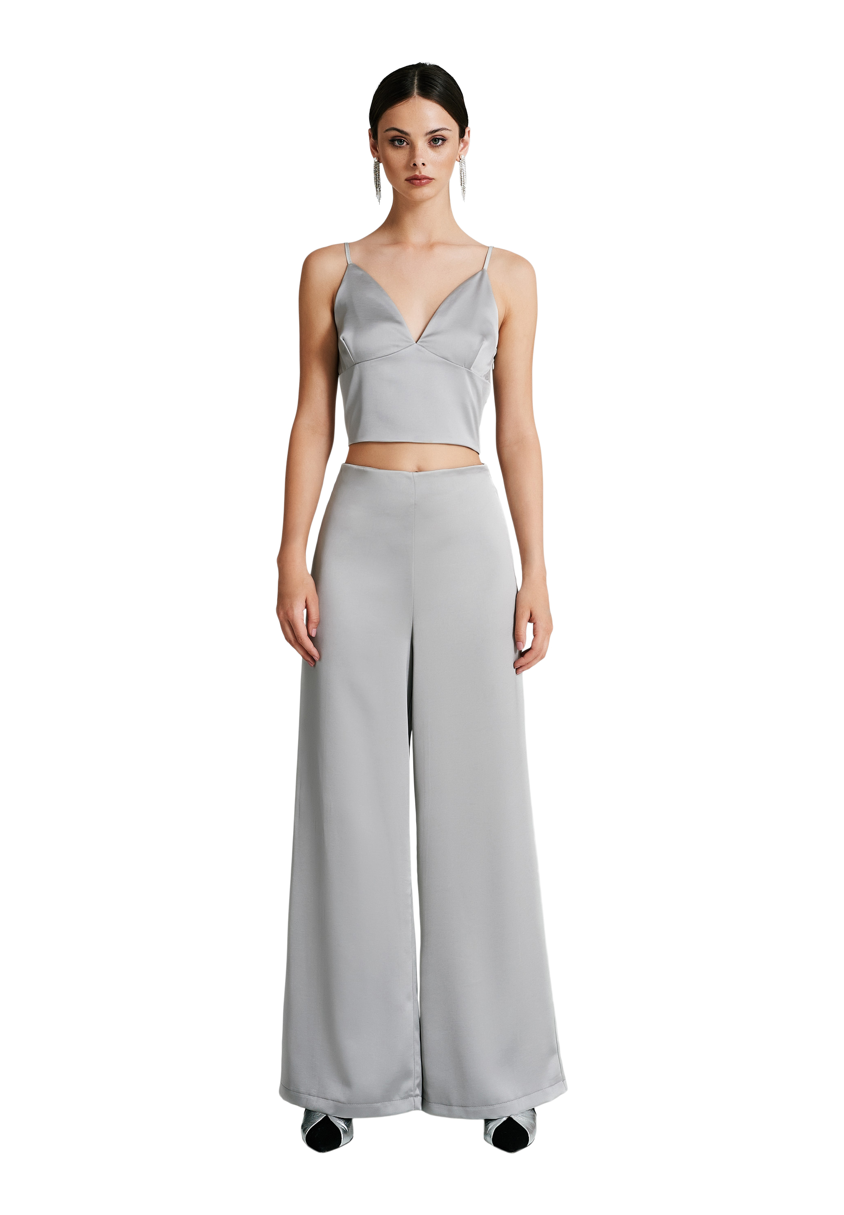 Pantalon deals palazzo satiné