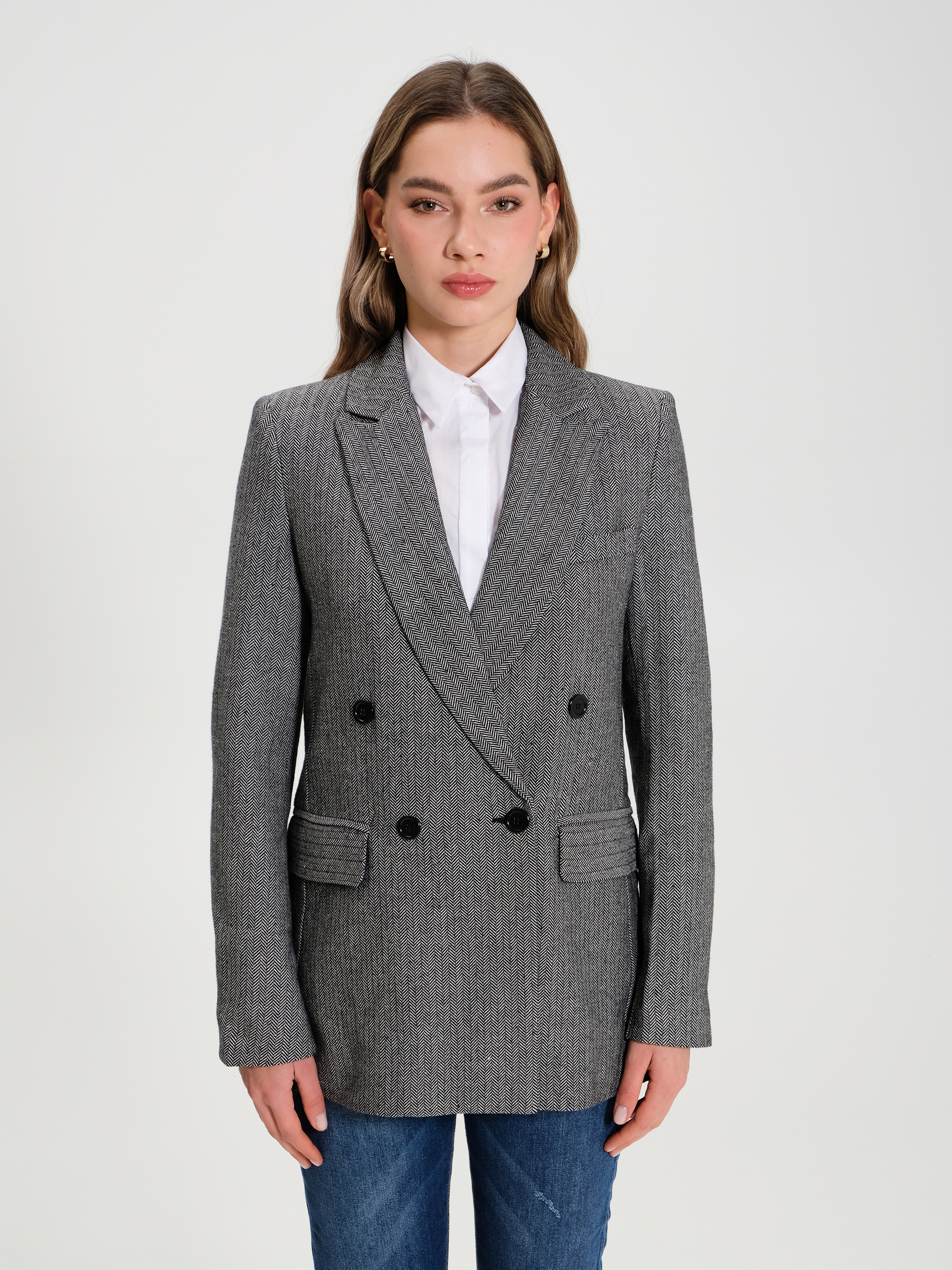 Long double breasted jacket