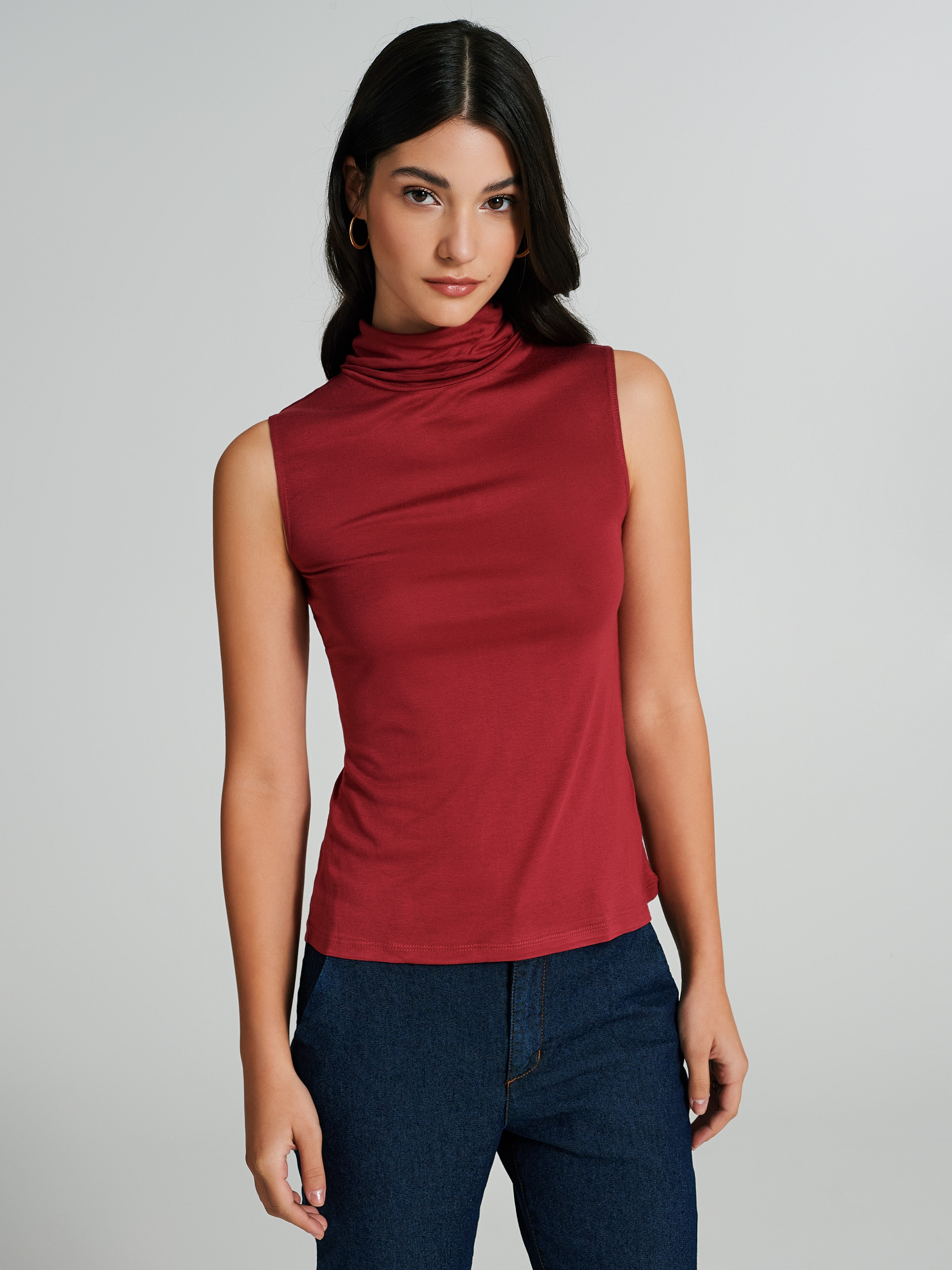 Red sleeveless clearance turtleneck