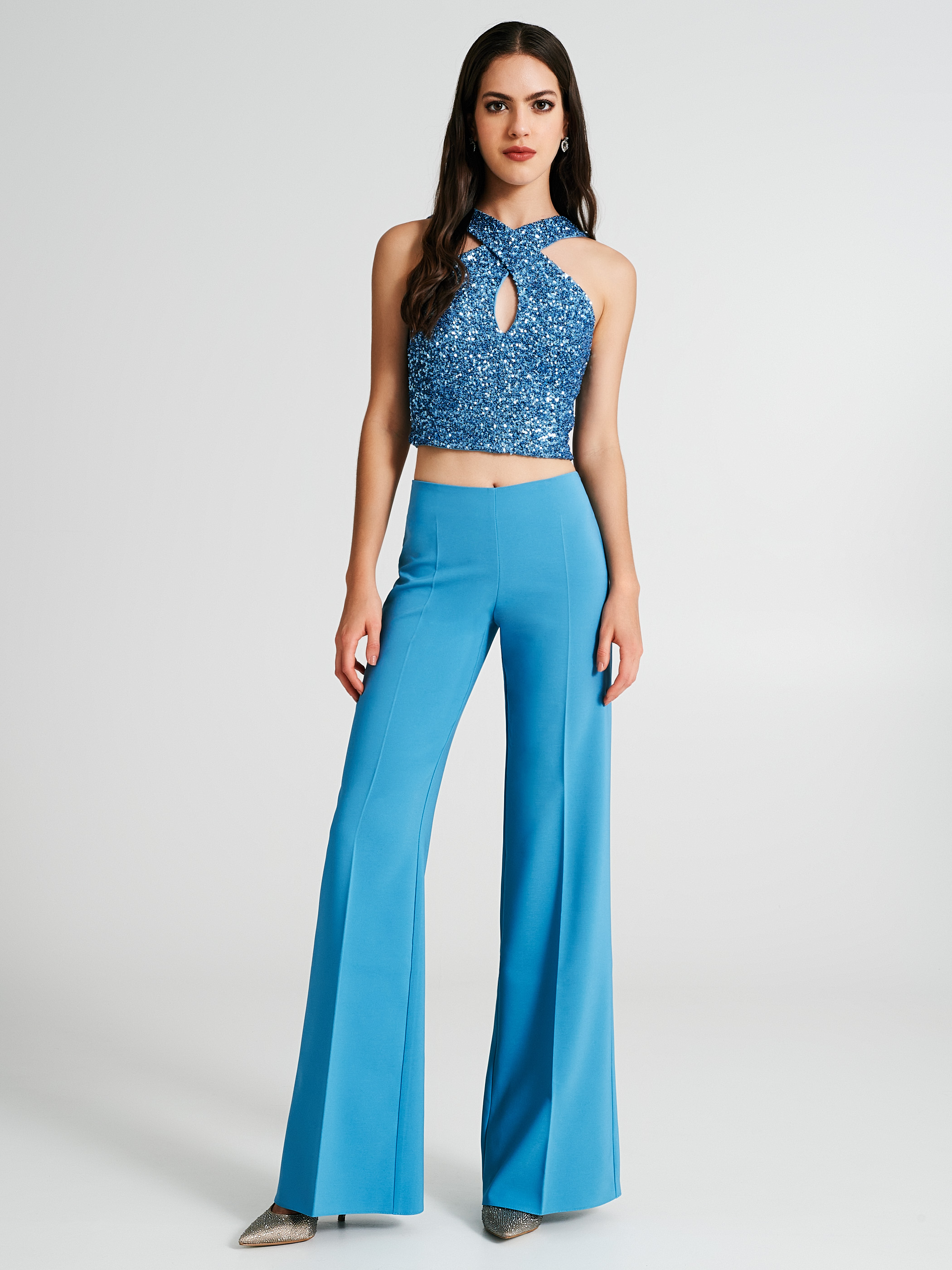 Pantalon shop palazzo bleu