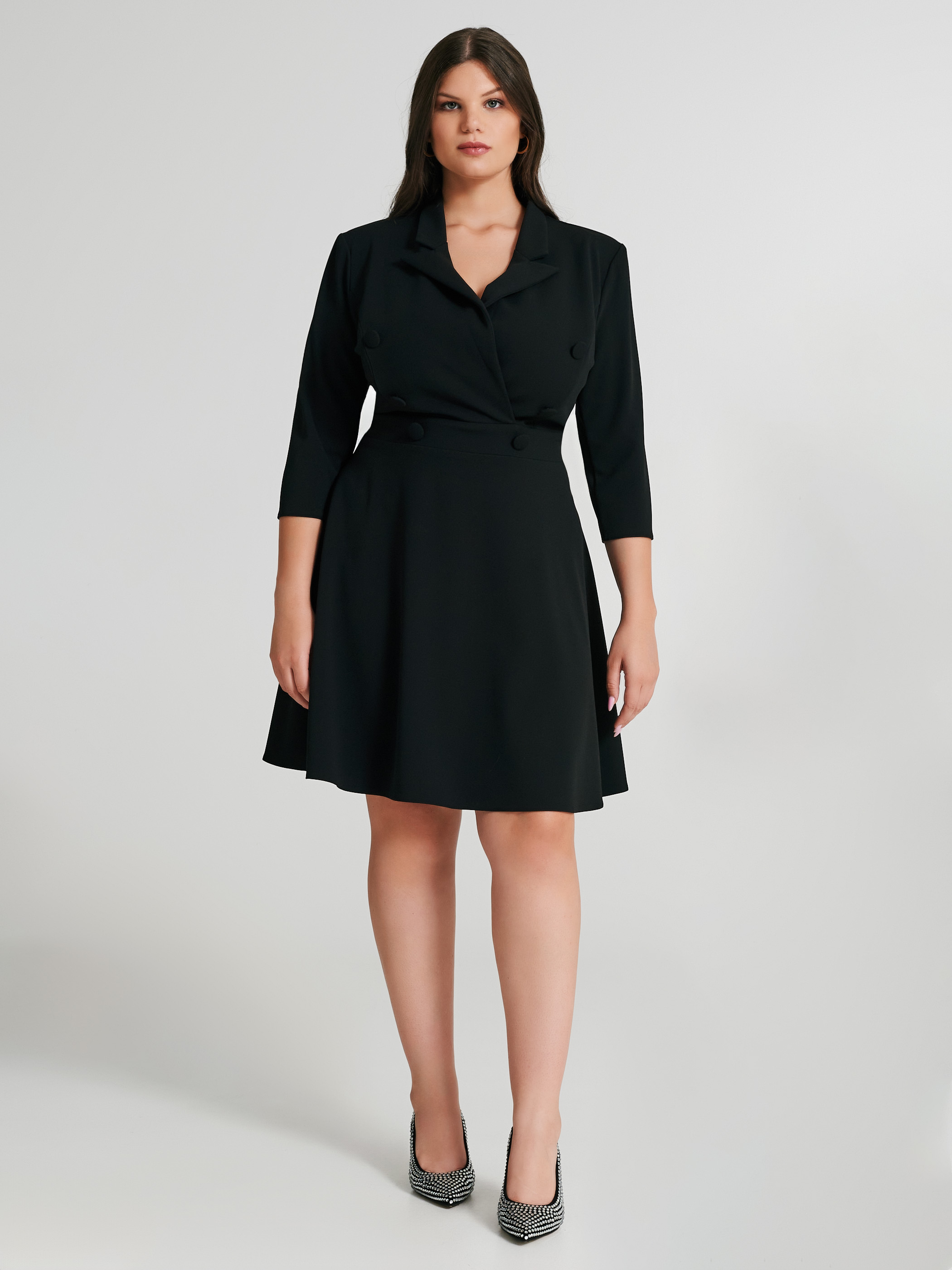 Plus size black sales dress with jacket