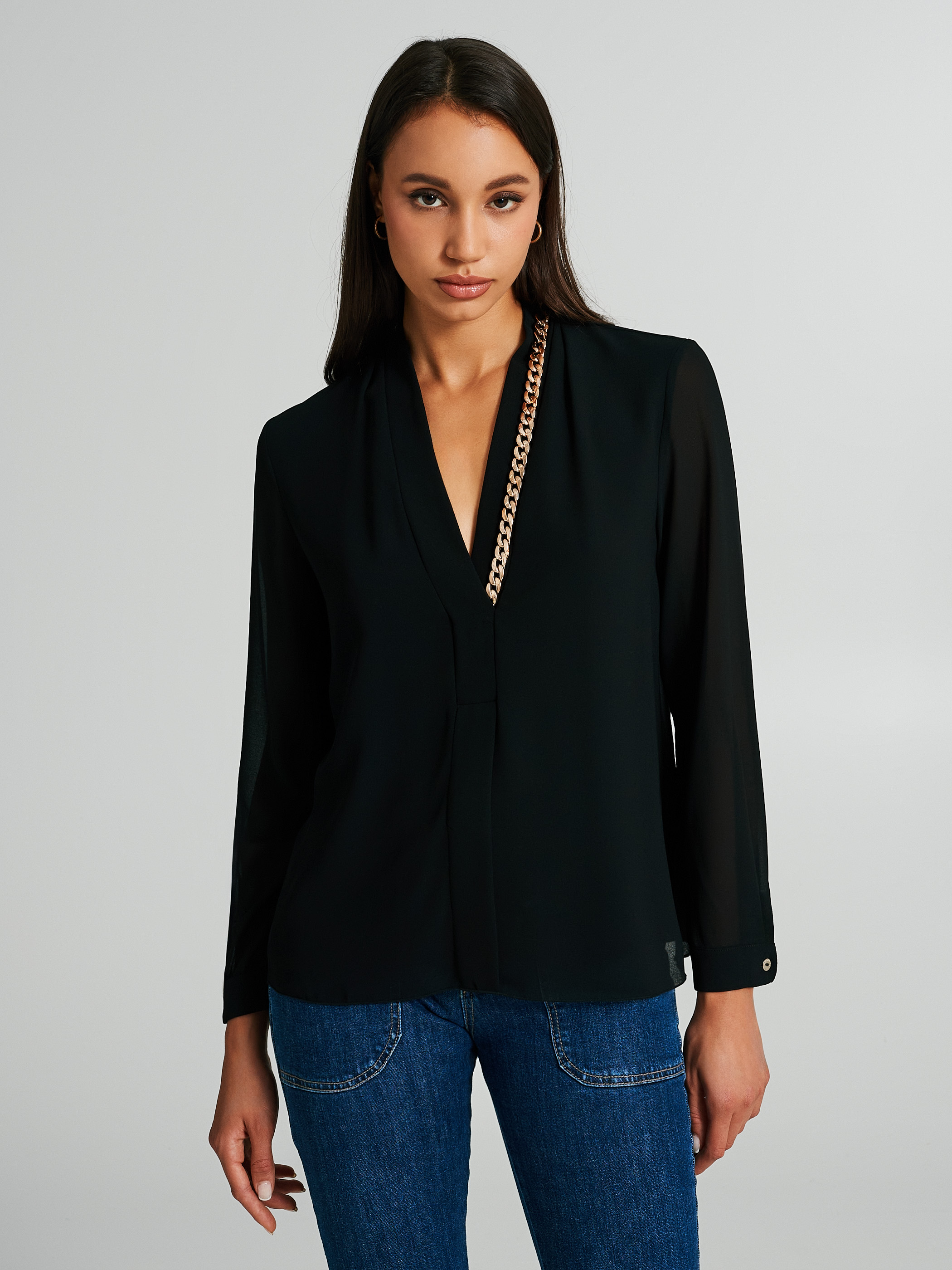Flowy black blouse clearance