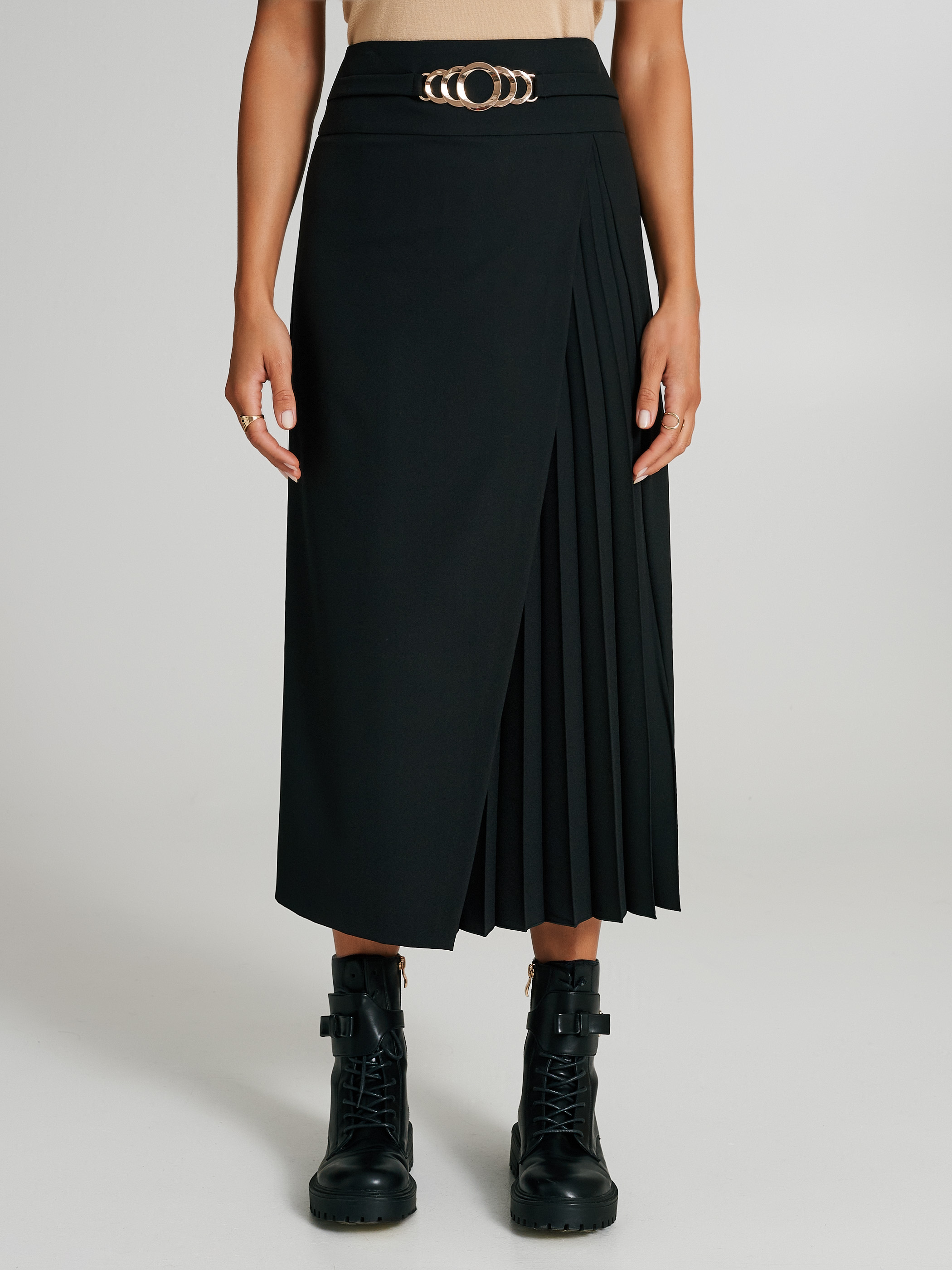 Grey pleated outlet wrap skirt
