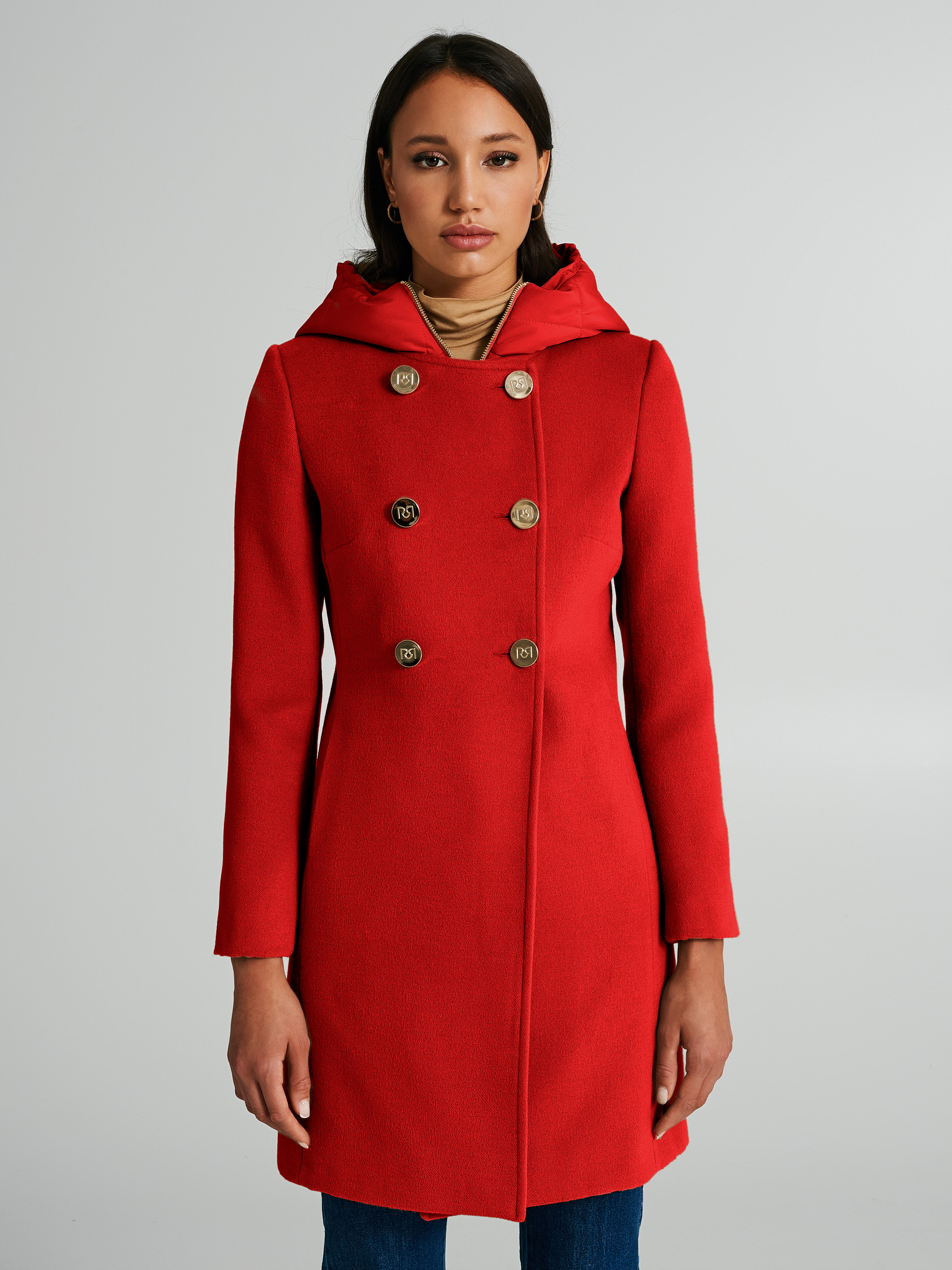Double breasted coat with hood
