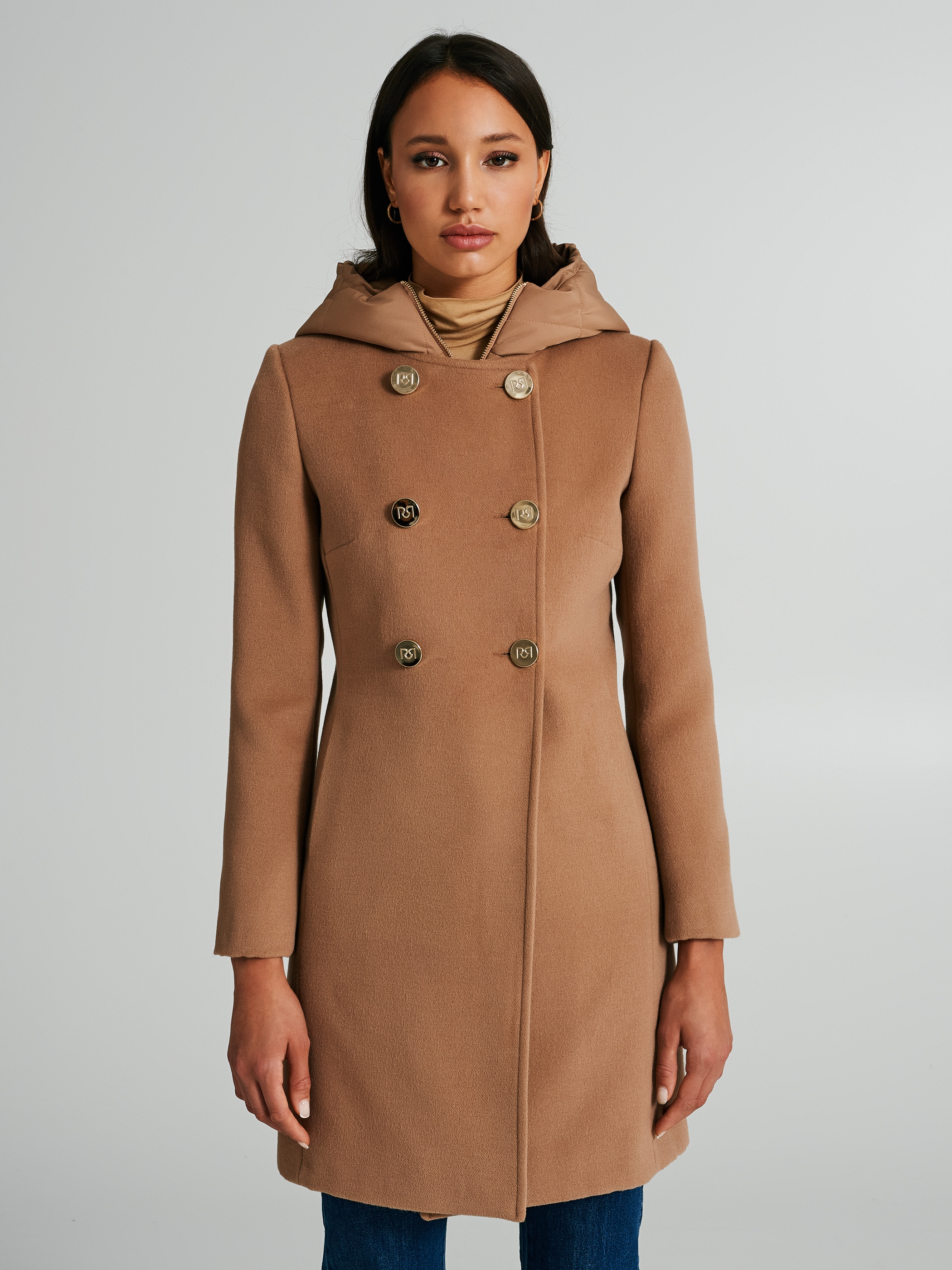 Warehouse double breasted coat in camel outlet