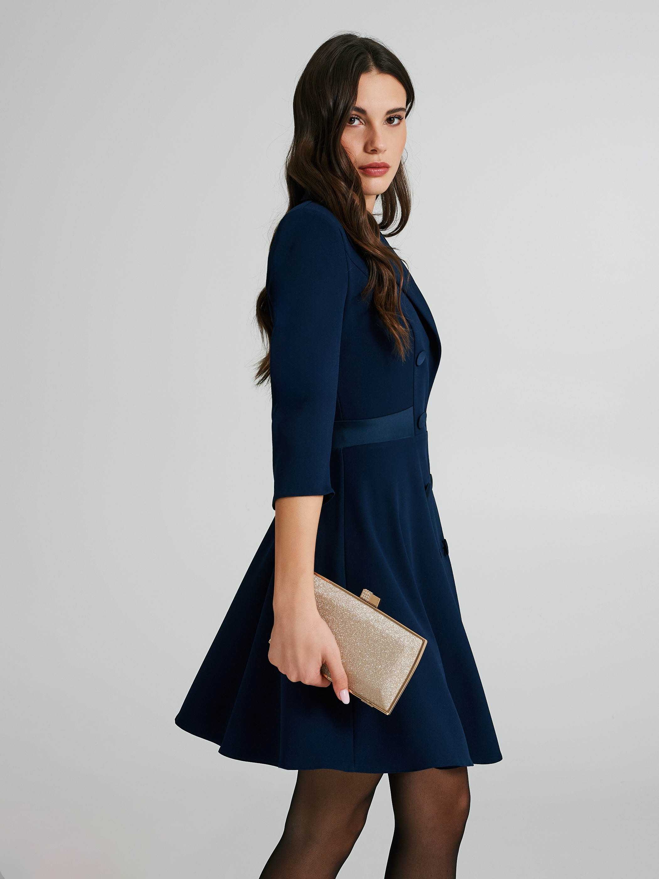 Sheath dress with top matching long coat