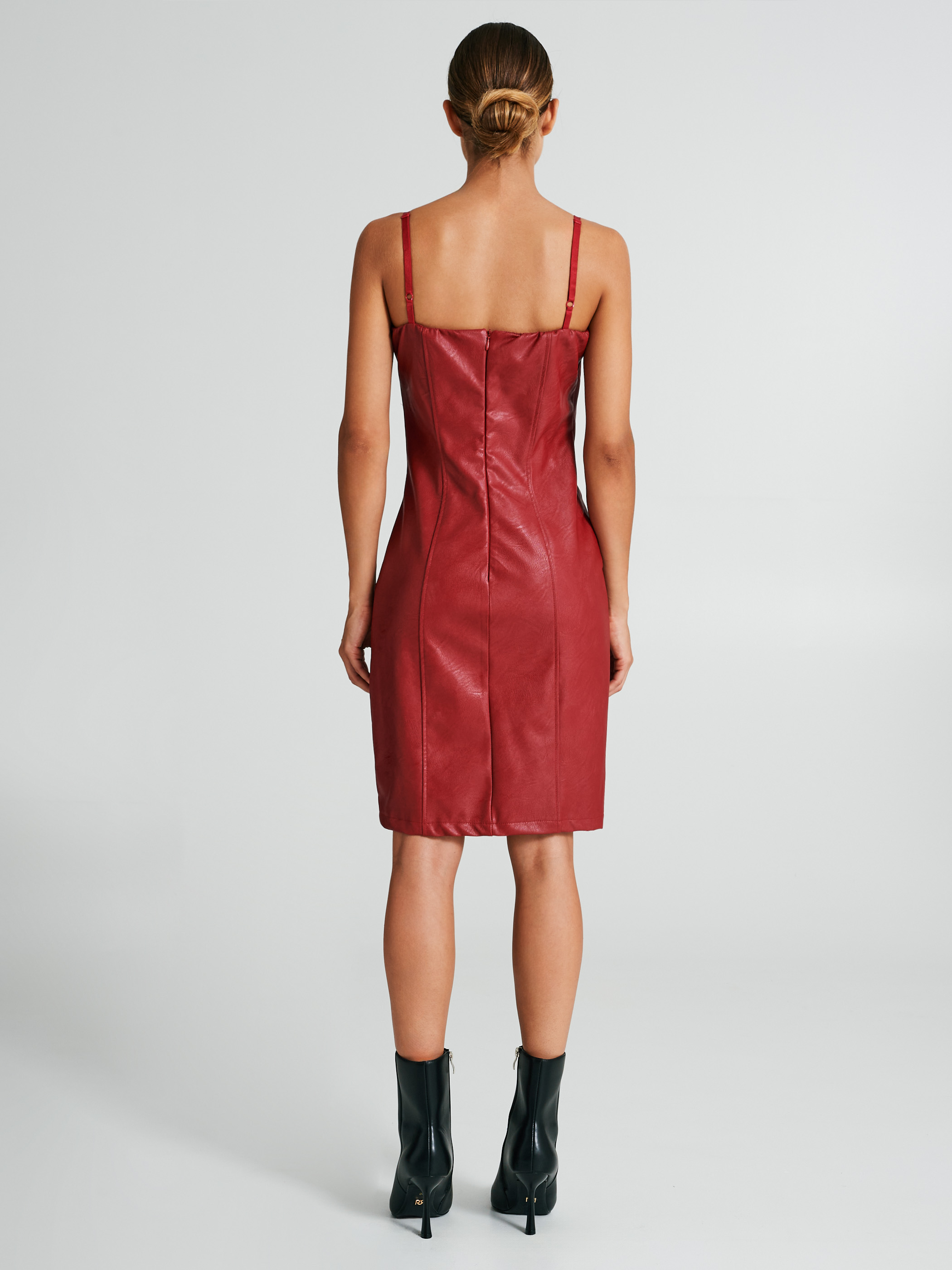 Robe simili cuir rouge deals