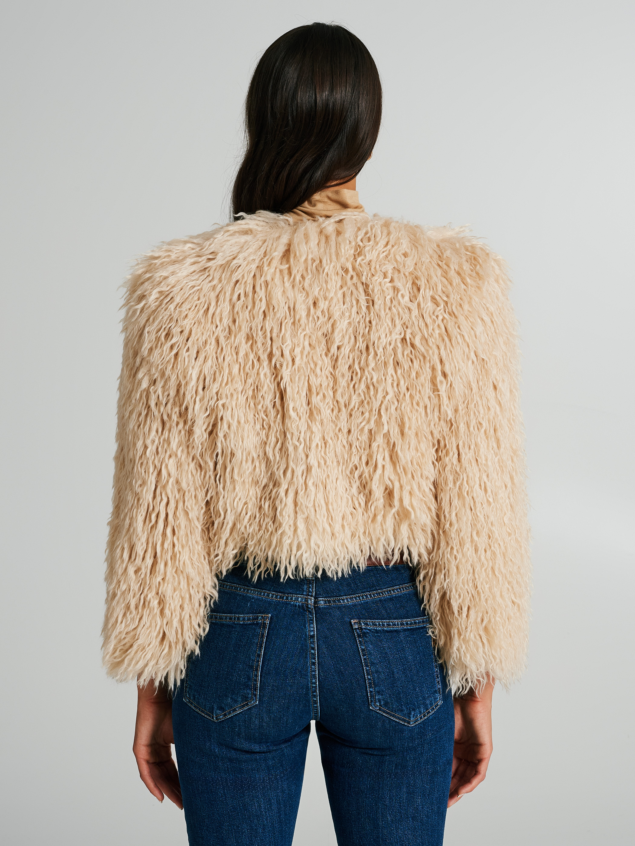 Cropped faux fur coat