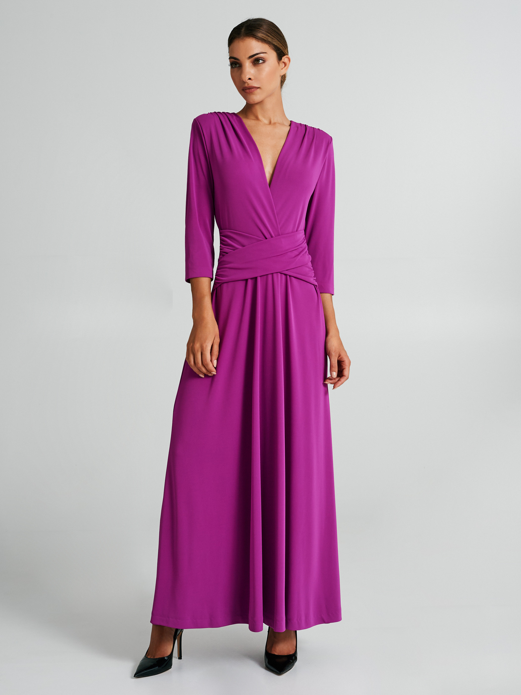 Long sleeve crossover dress discount