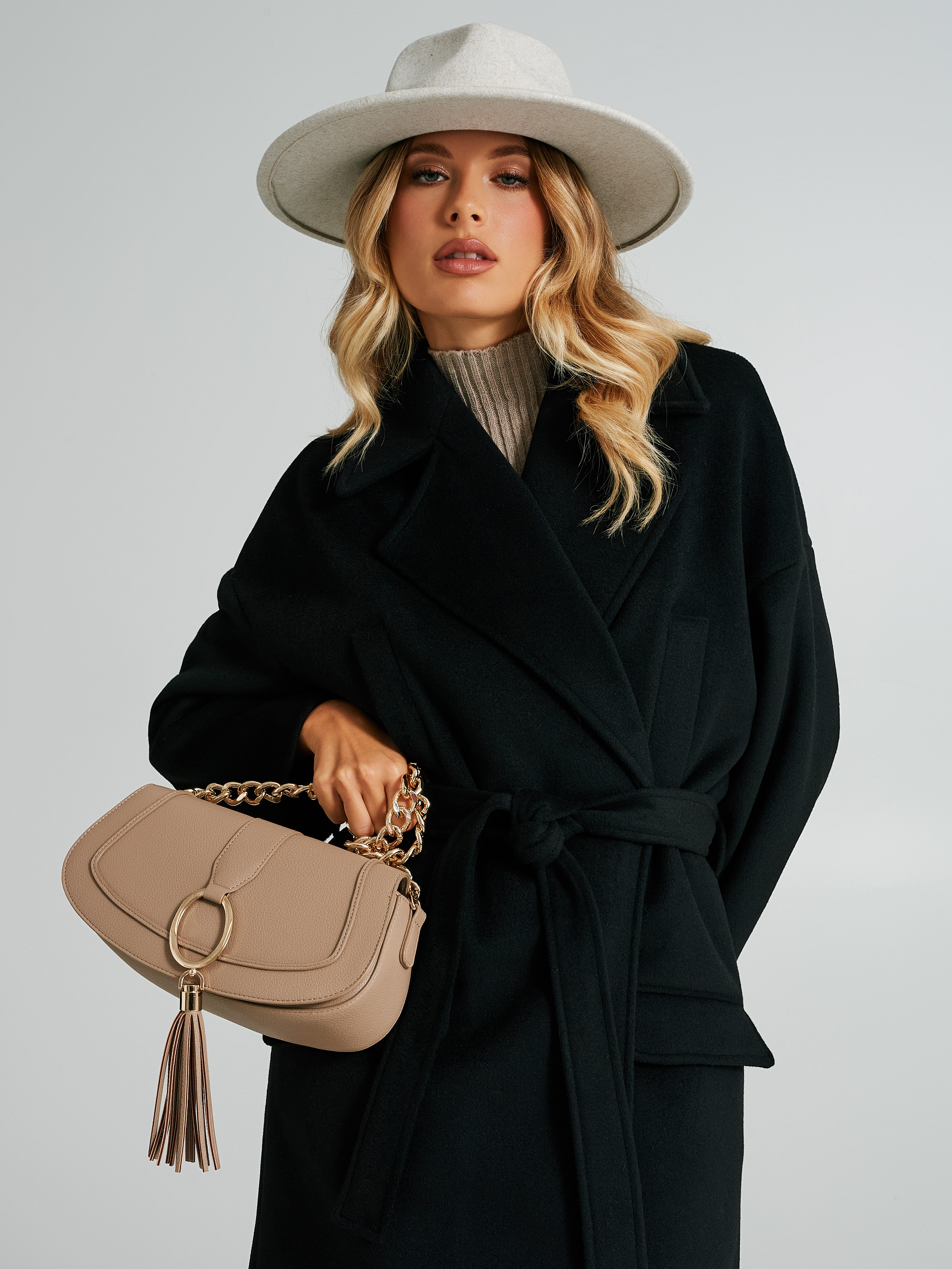 Manteau long best sale noir avec ceinture