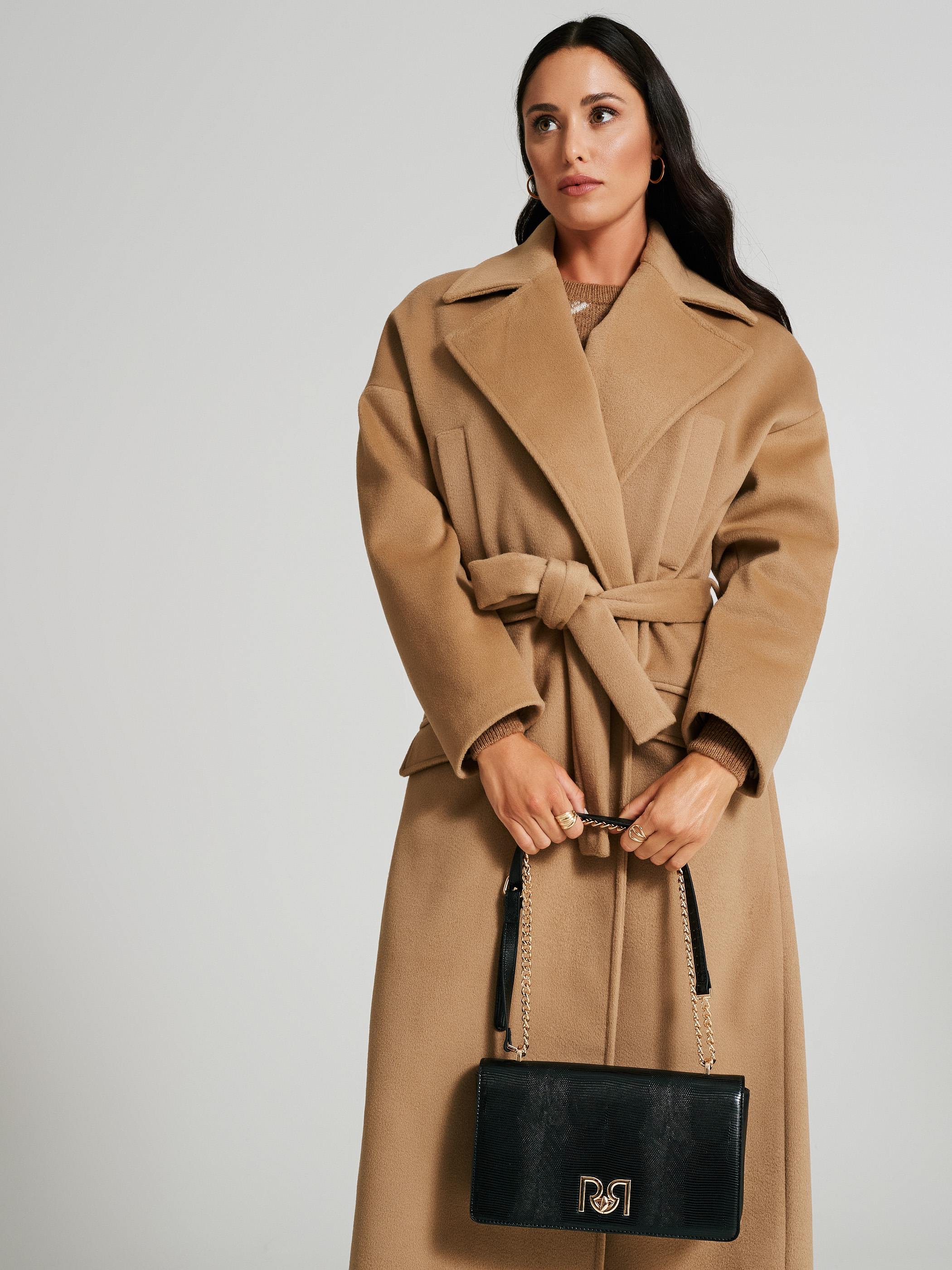 Long jacket with belt hotsell