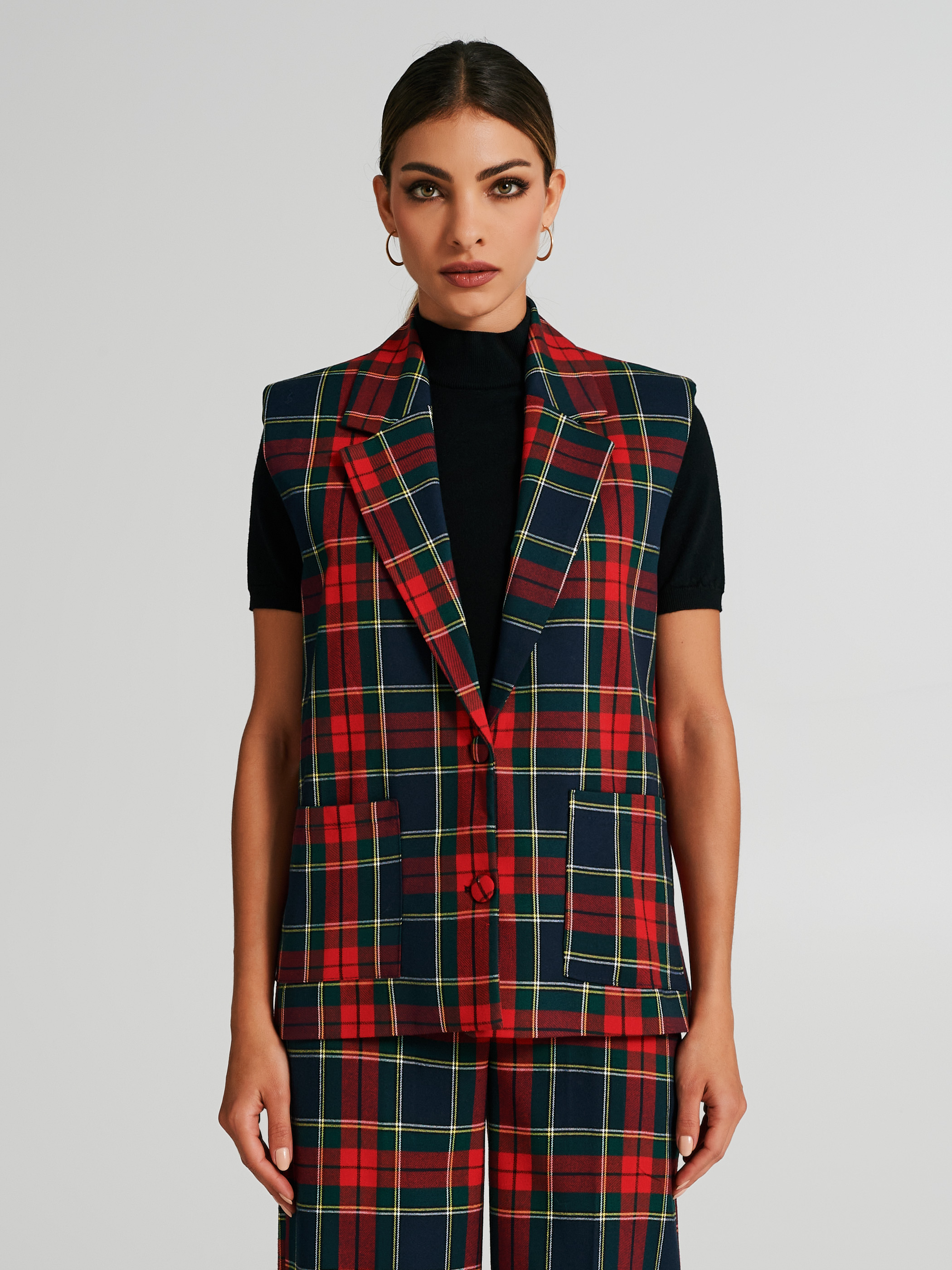 Women's tartan waistcoat top
