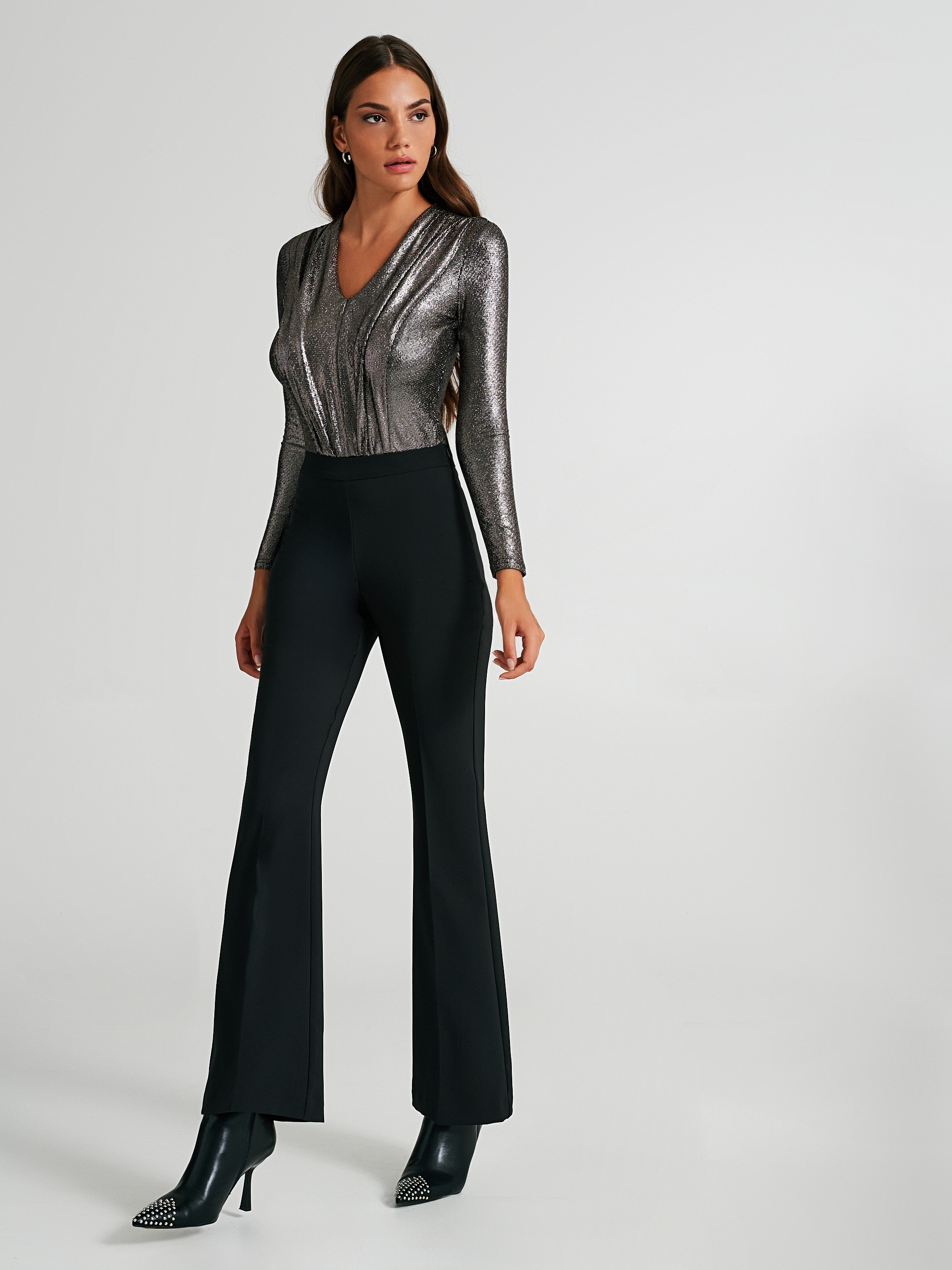 Metallic-effect bodysuit blouse