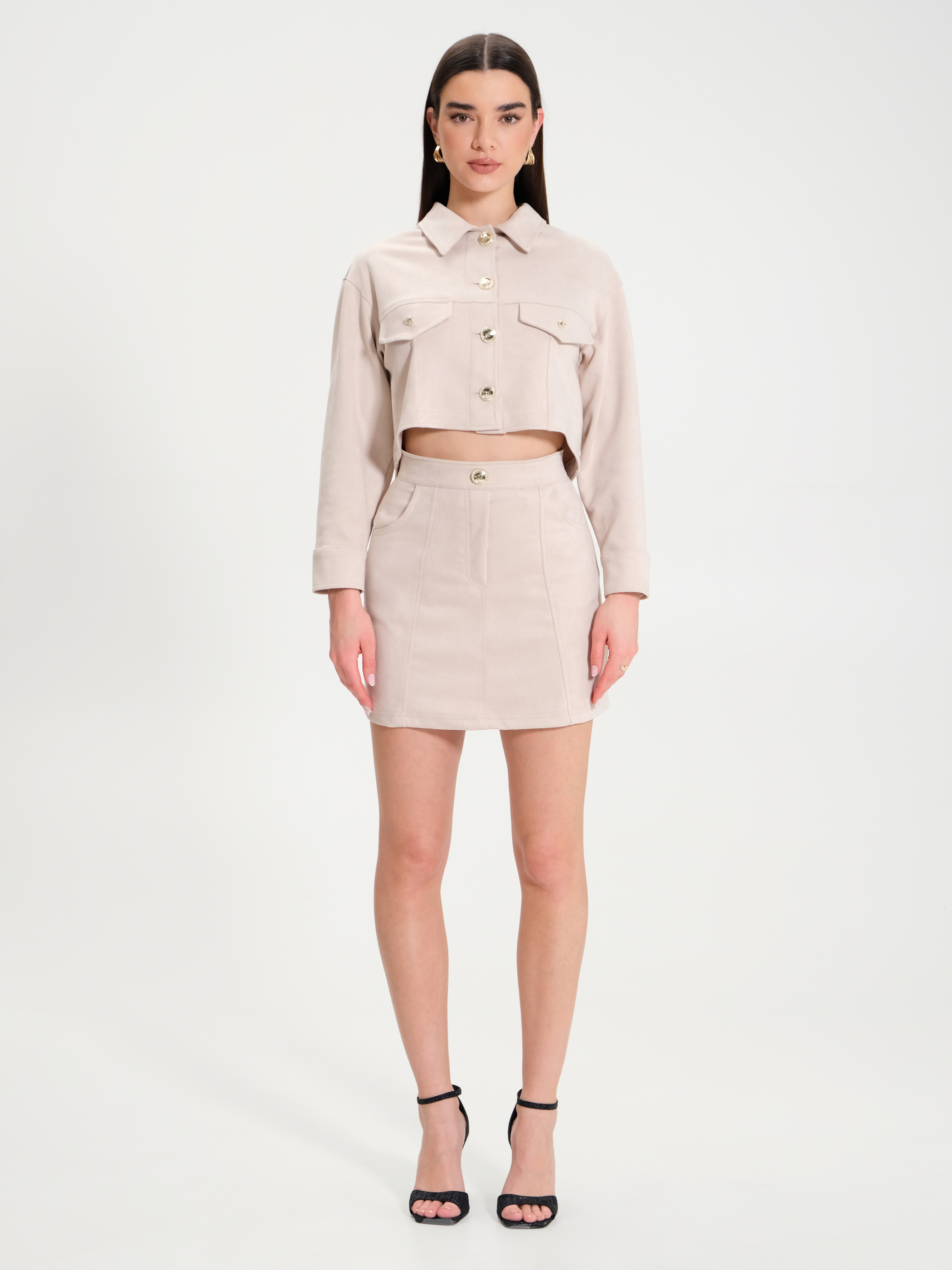 Gonna hot sale camoscio beige