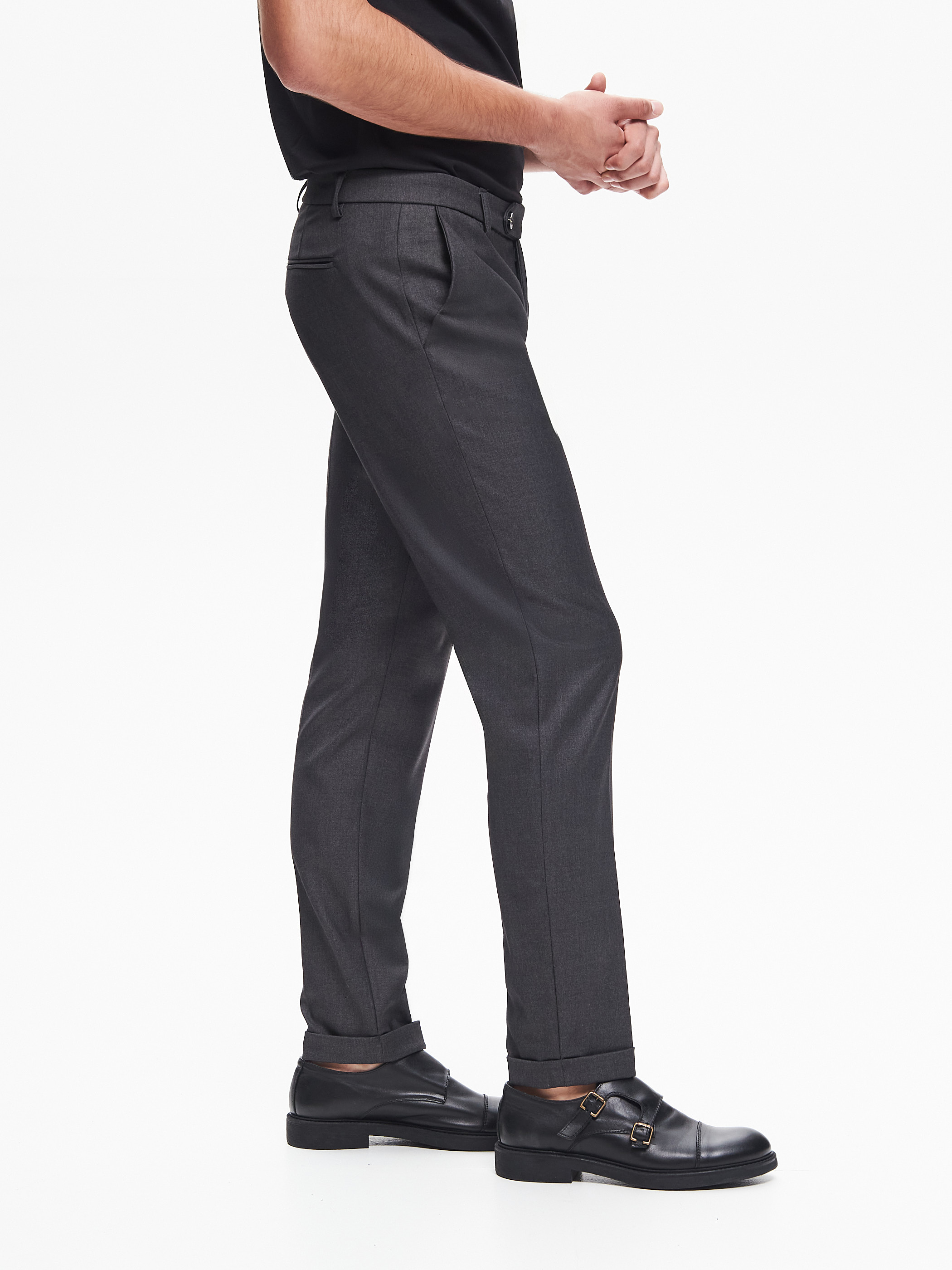 Pantaloni da abito Uomo Poliviscosa Antracite QB24 Rinascimento