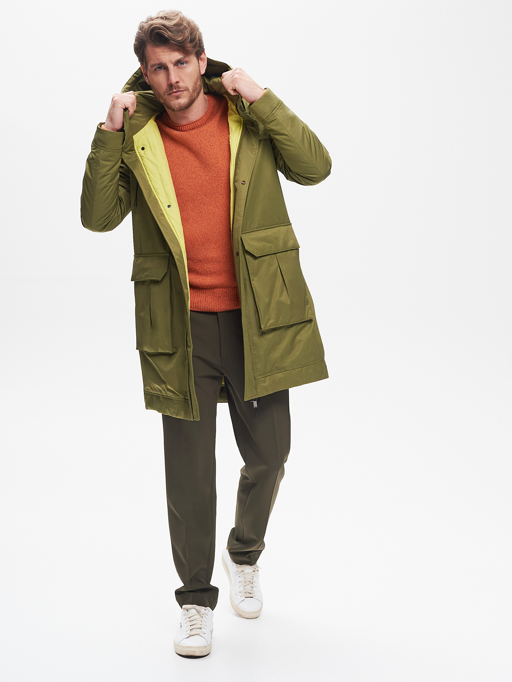 Parka verde militar hombre 2025