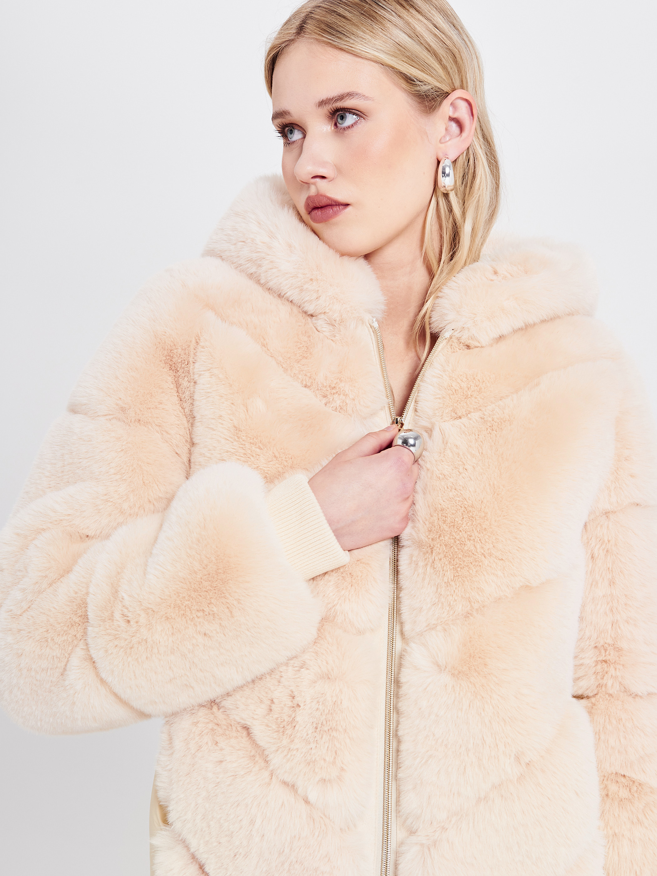 Beige Faux-Fur Jacket | Rinascimento Beige Faux-Fur Jacket | Rinascimento