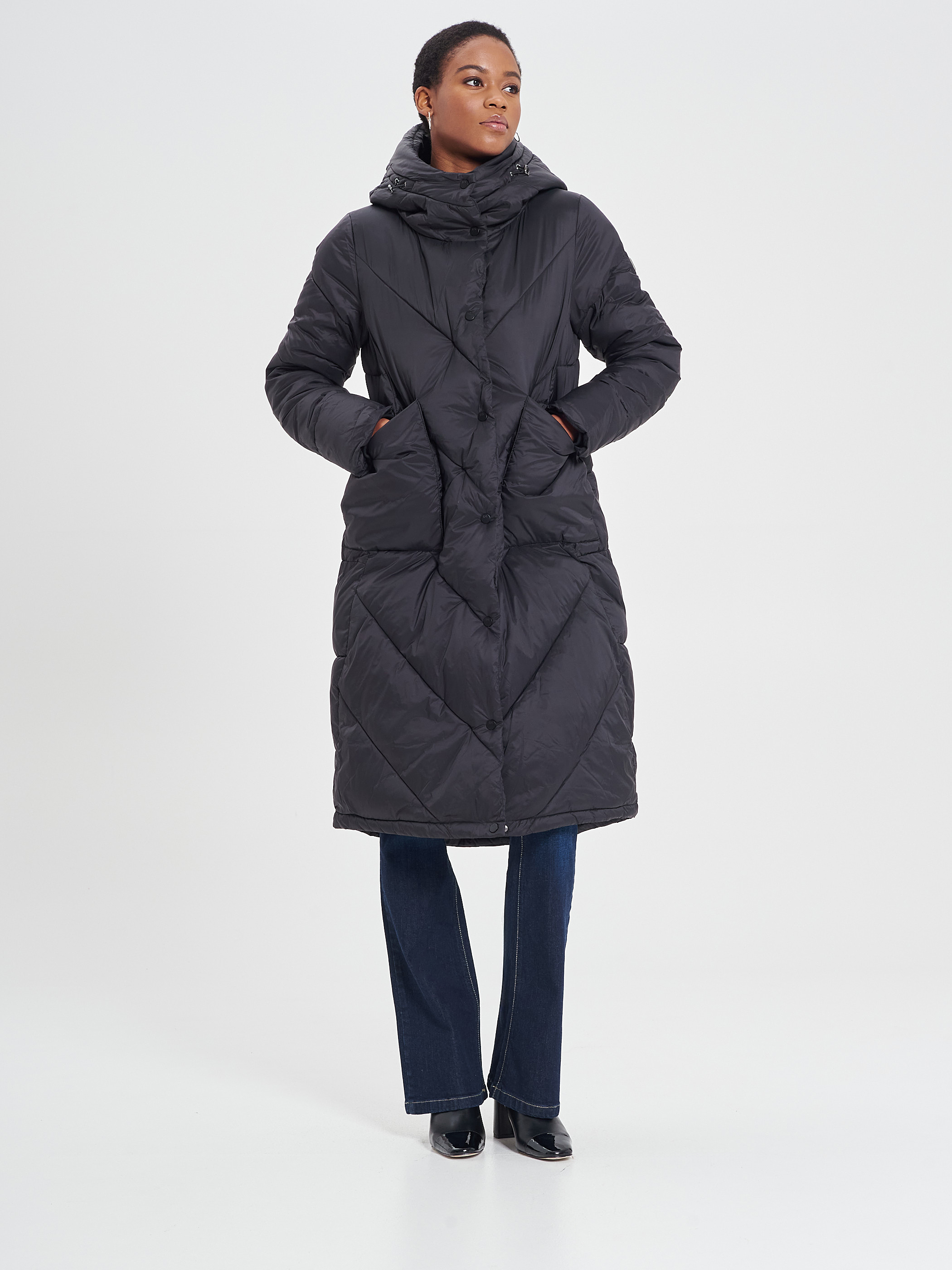 Long Black Quilted Puffer Jacket