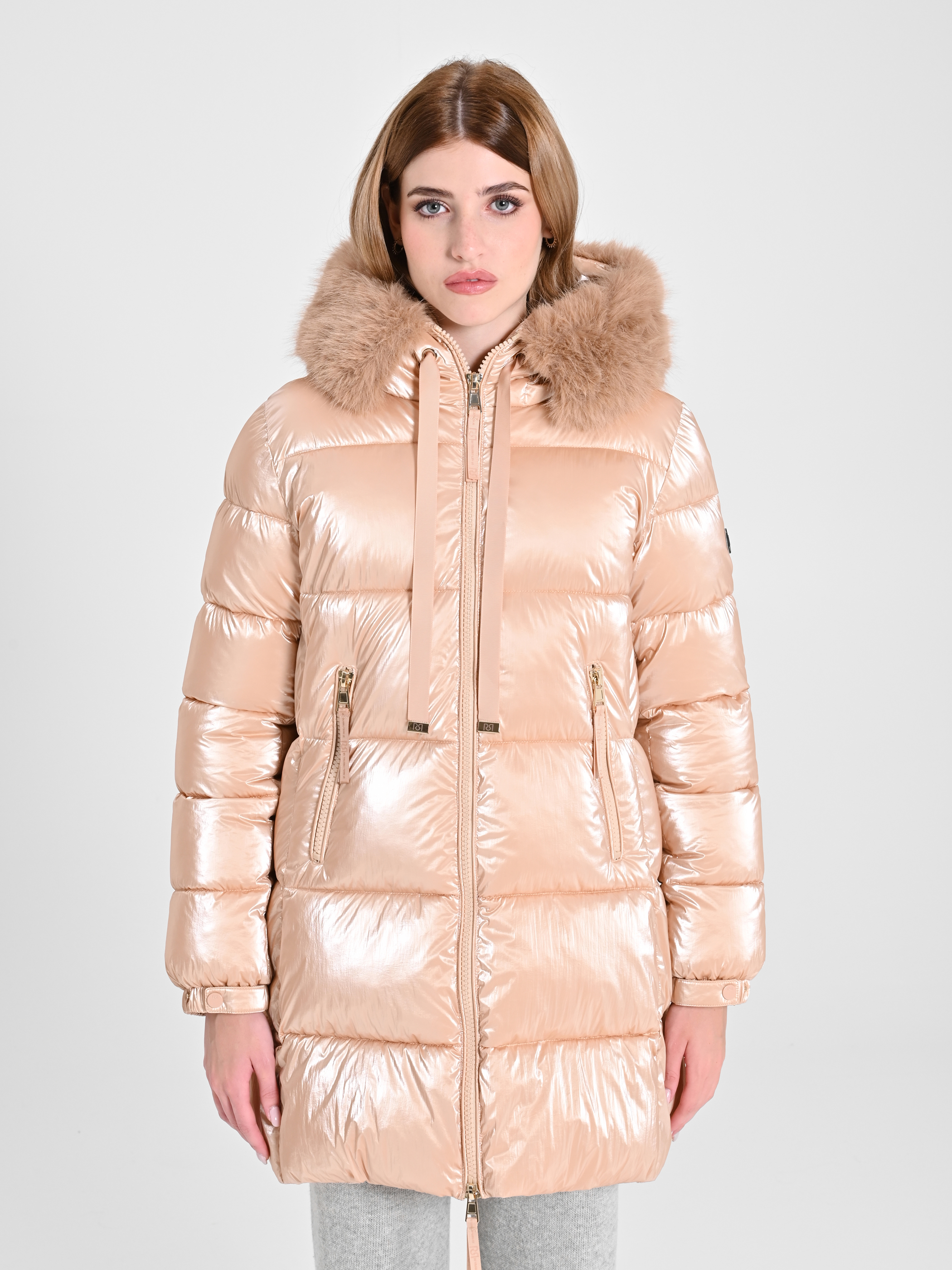 Rose gold puffer jacket women's clearance