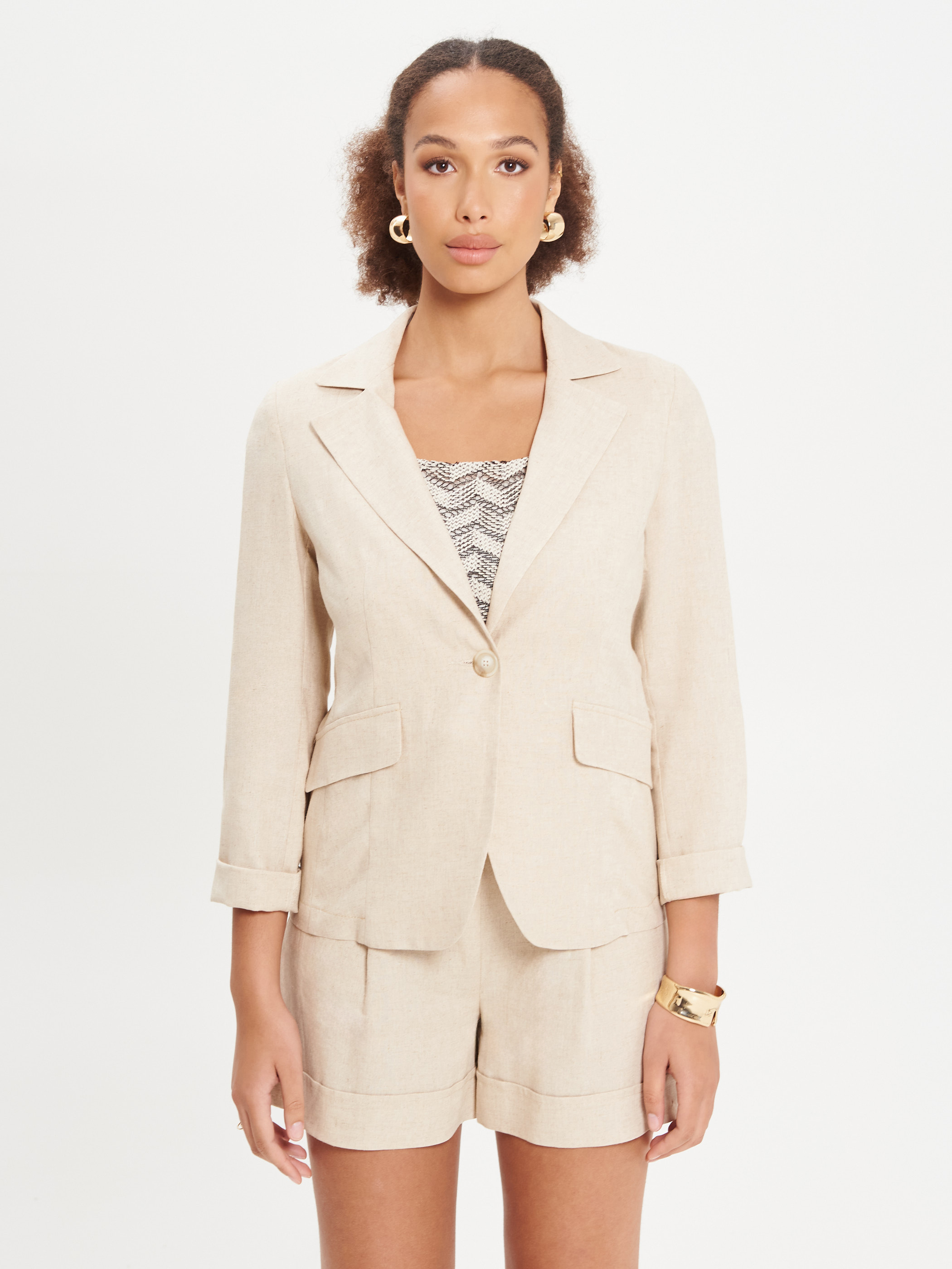 Leinenjacke beige Clearance