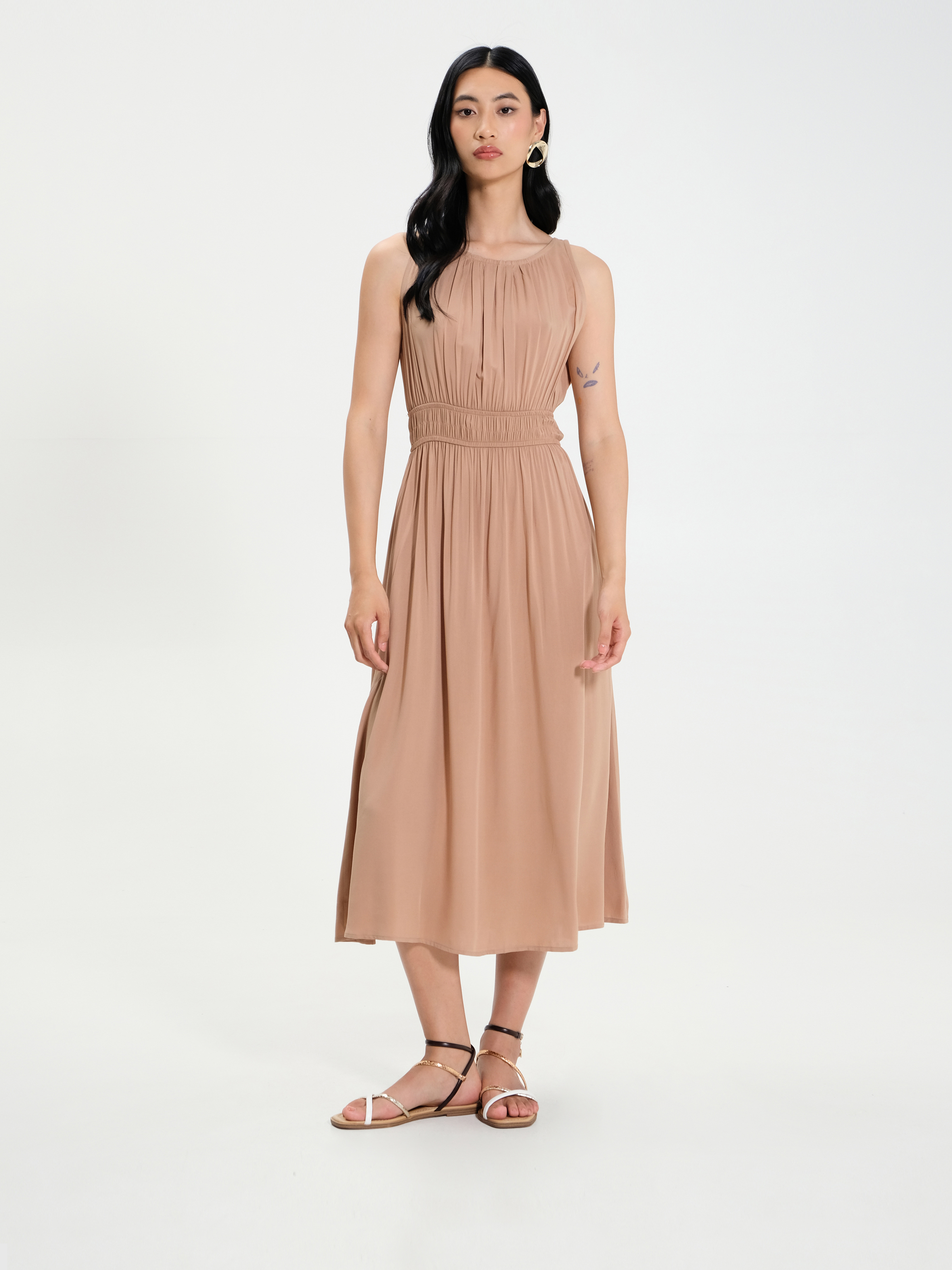 Abendkleid midi beige Clearance