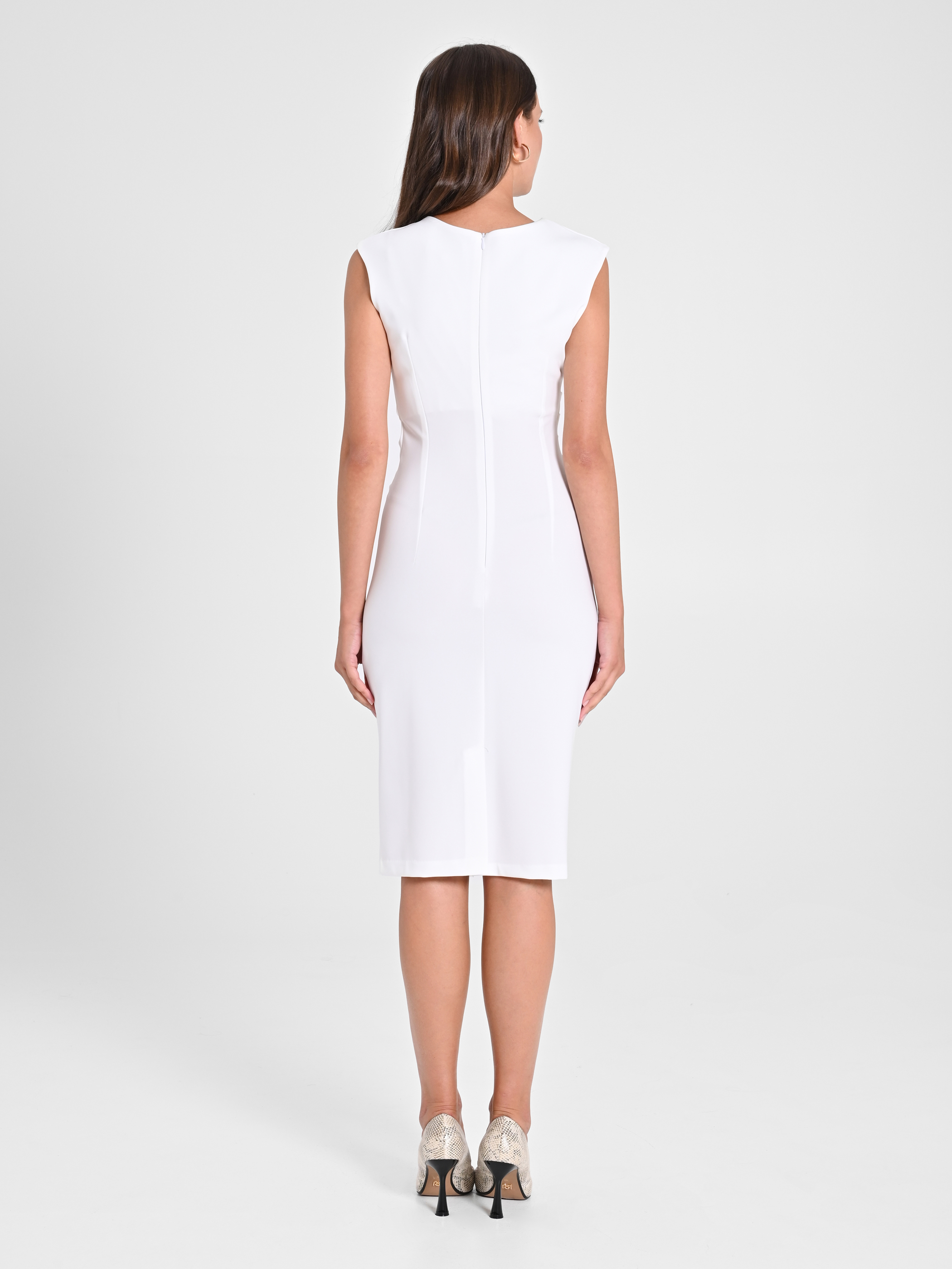 【正規通販】 Sheath Draped White Dress Rinascimento | スーツ・フォーマル・ドレス