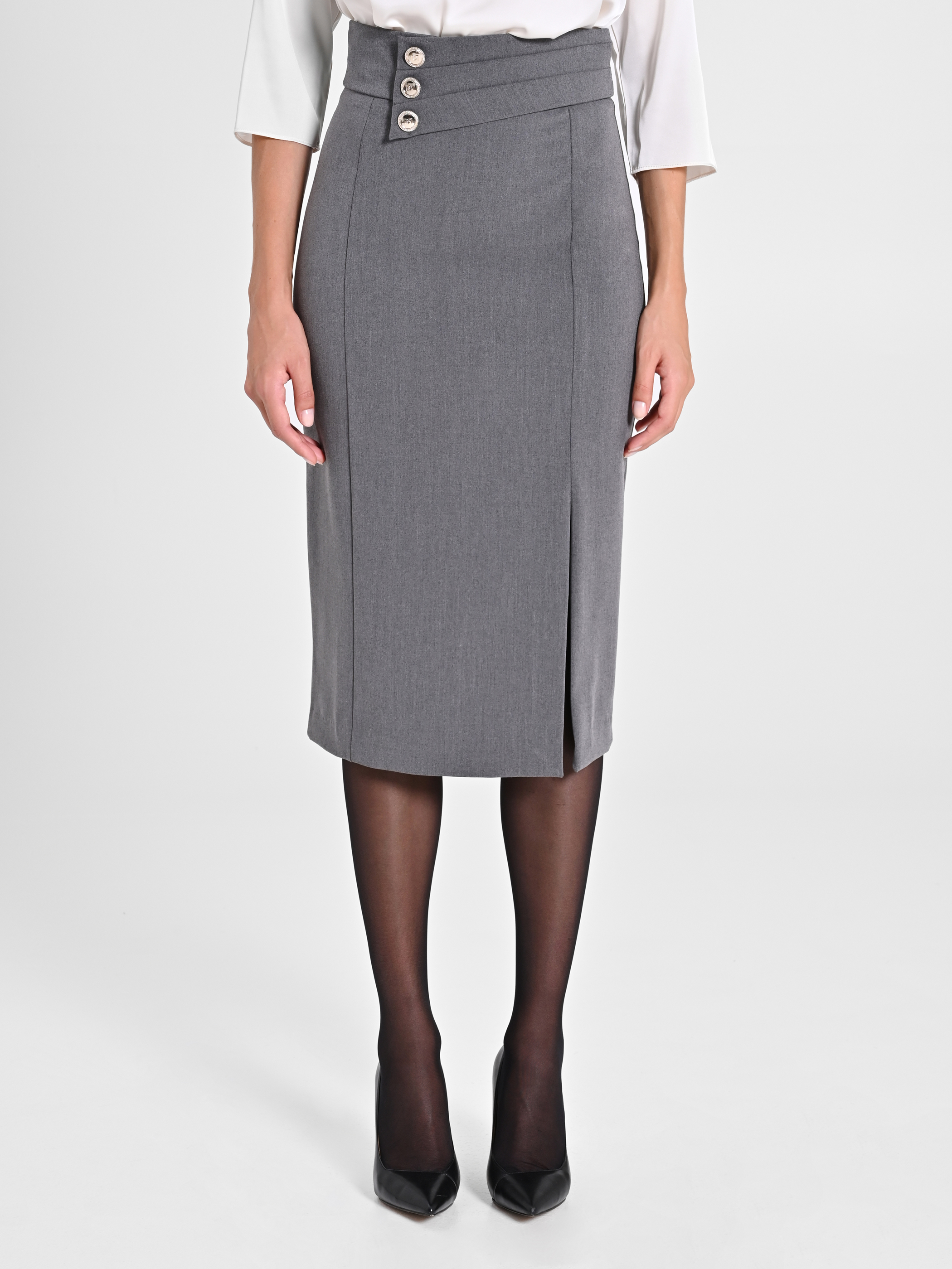 Jupe fourreau gris melange Rinascimento