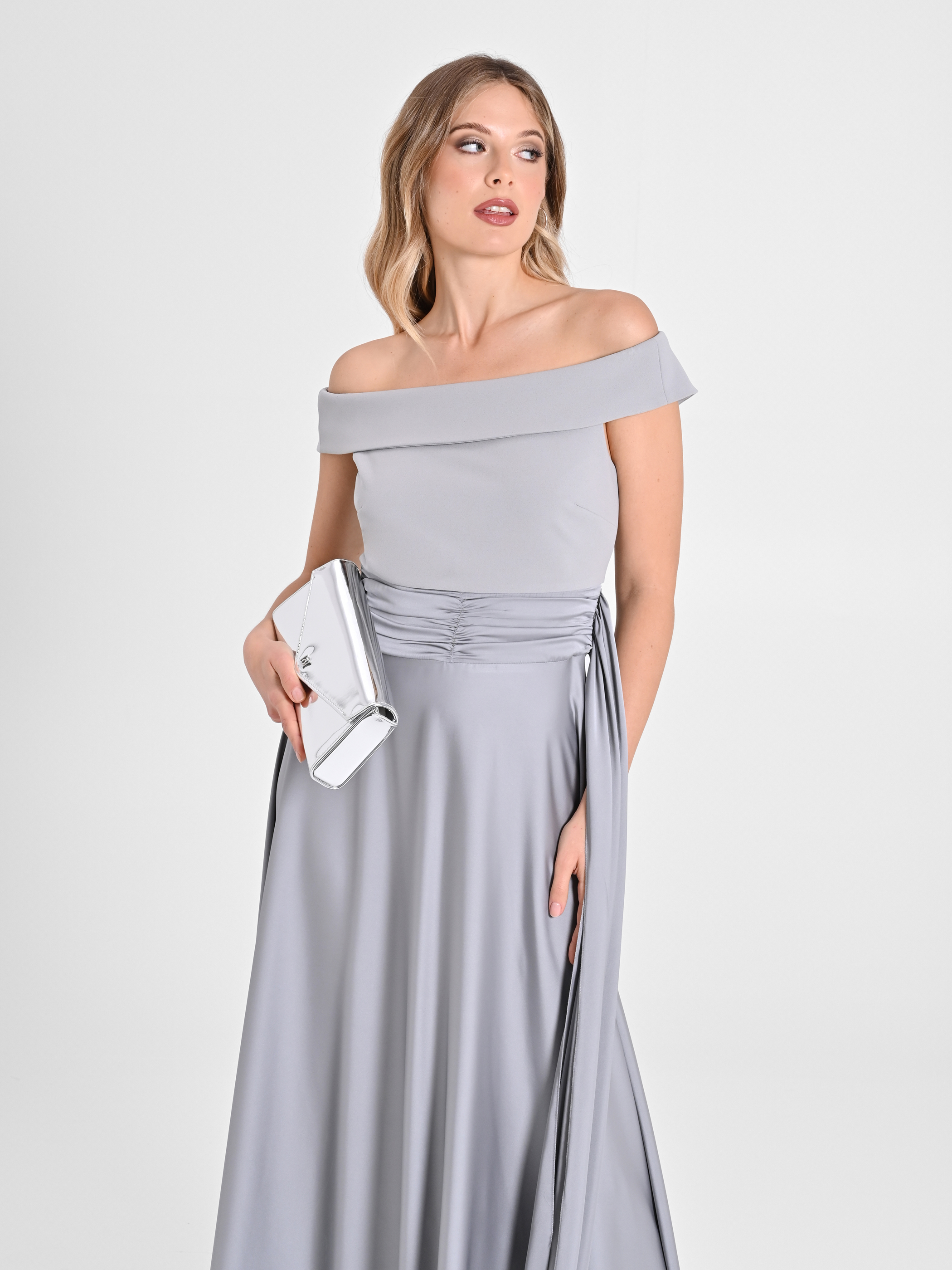 Robe longue en satin et neoprene Rinascimento
