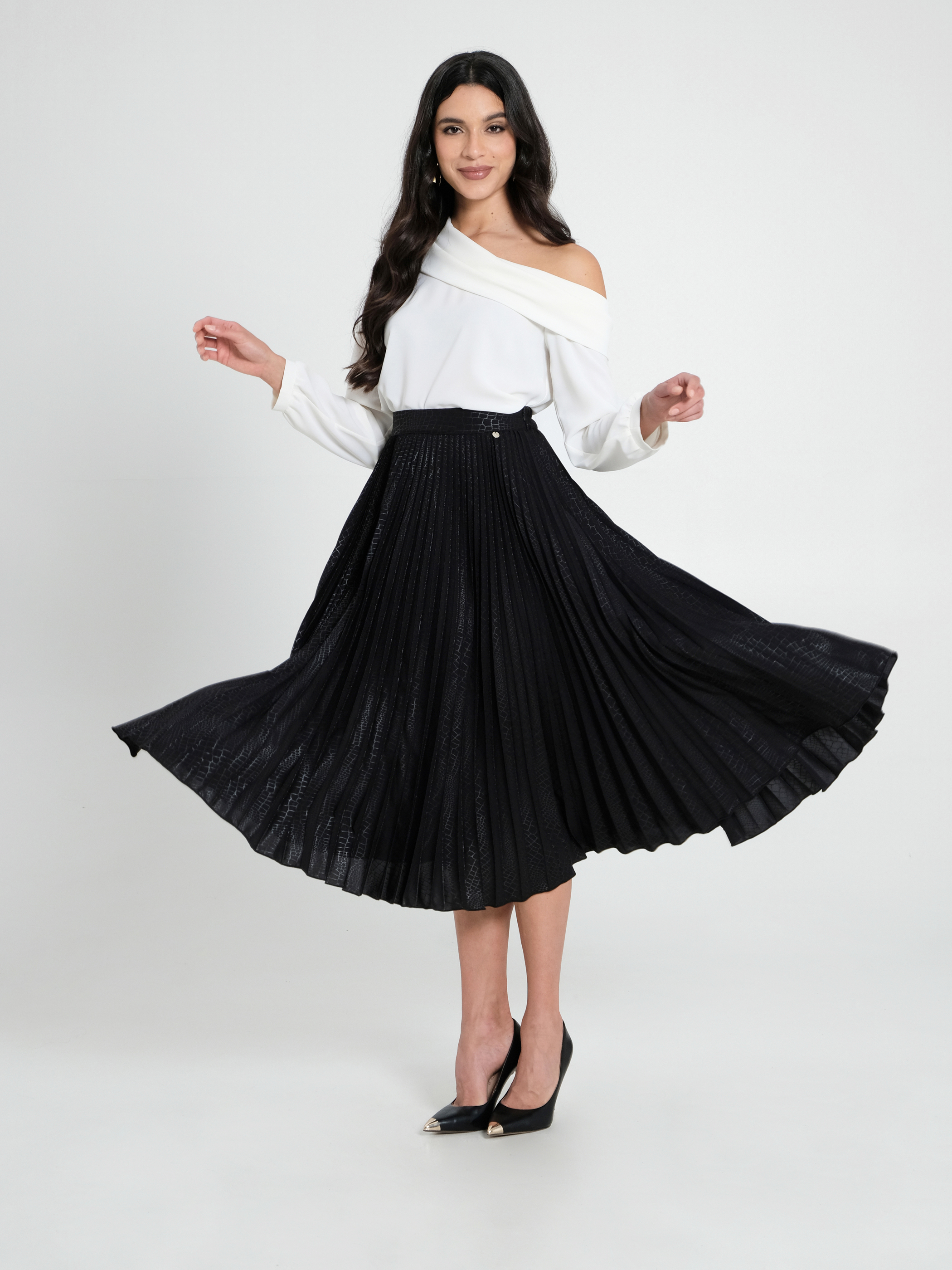 ANDMARY】Coco check pleats skirt