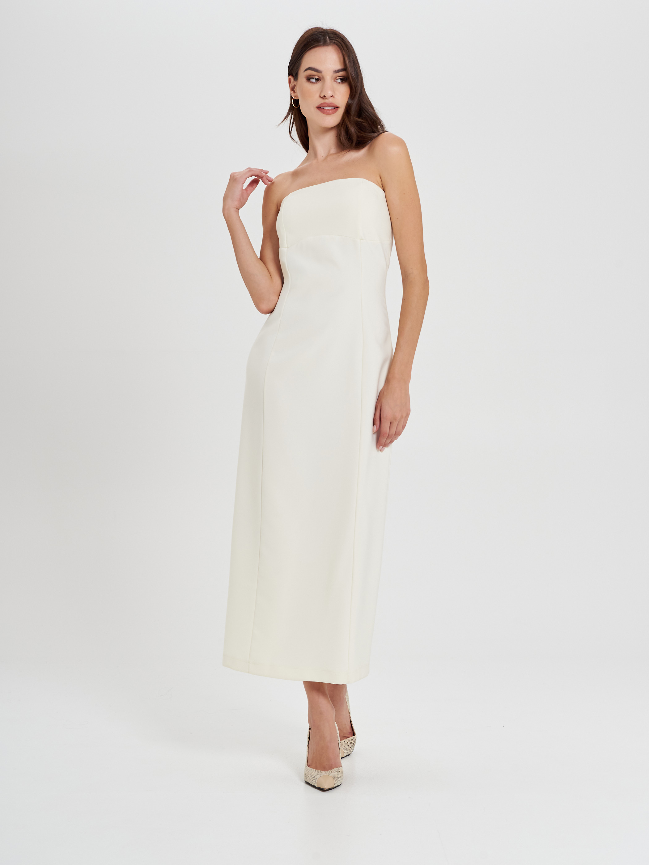 White Draped Sheath Dress | Rinascimento