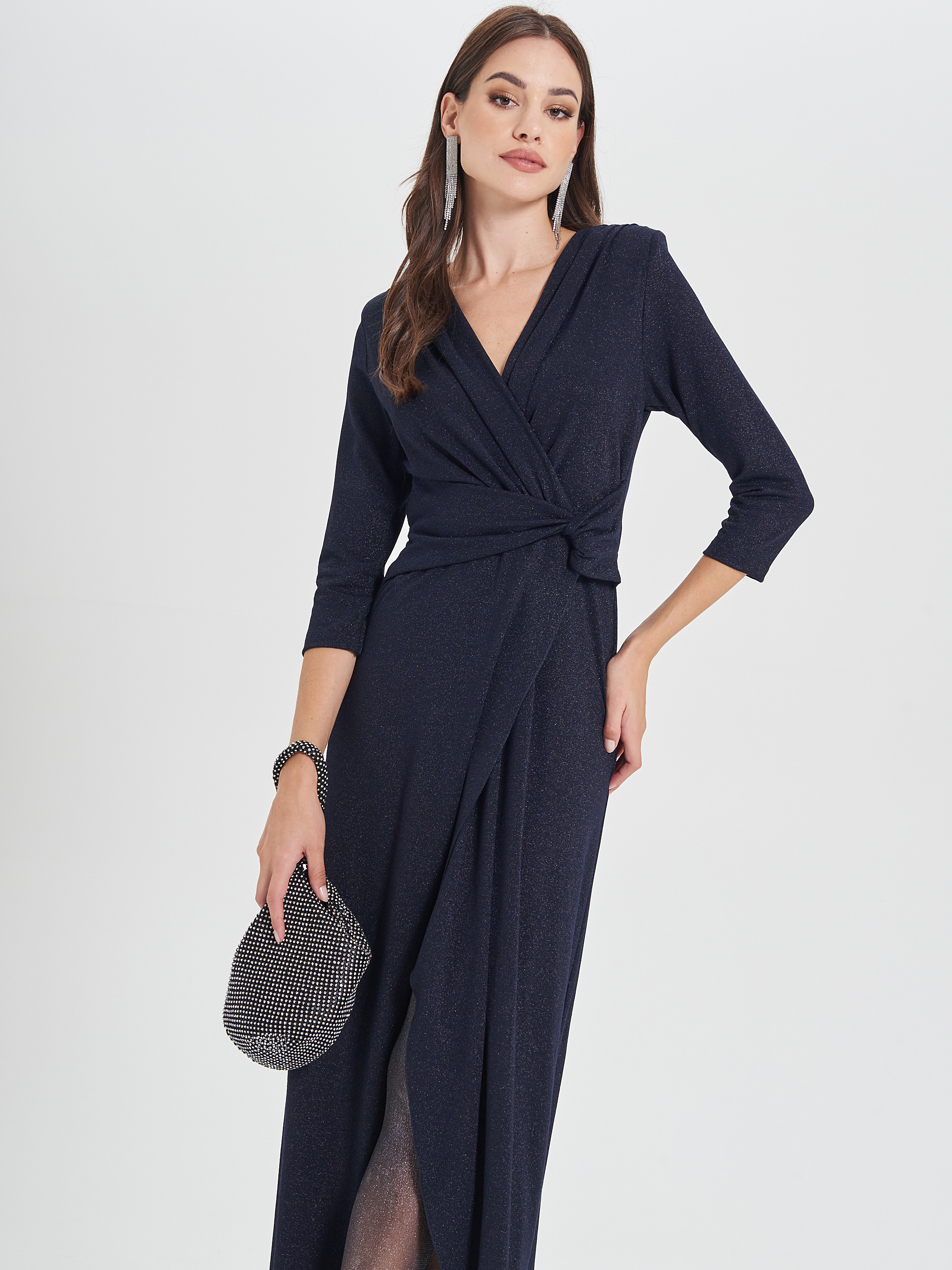 Abito Lungo Blu Lurex