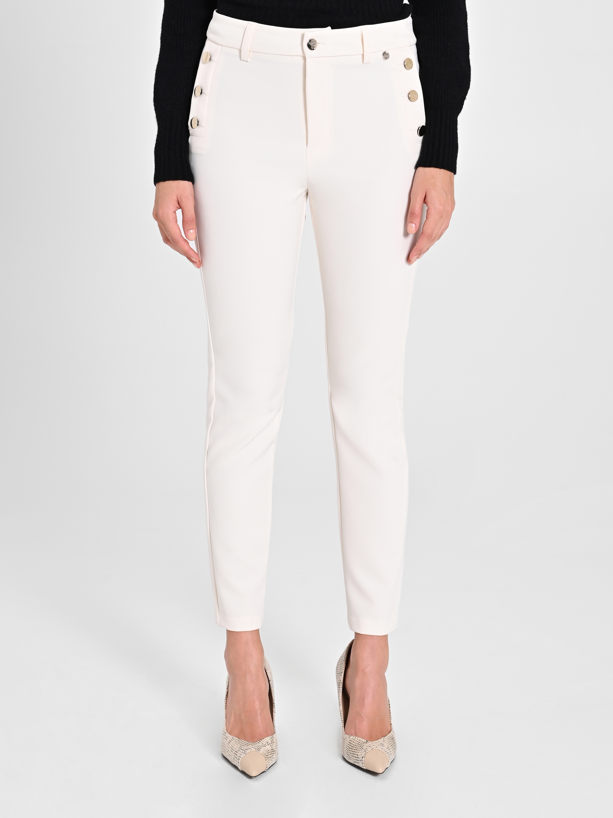 White skinny trousers womens top
