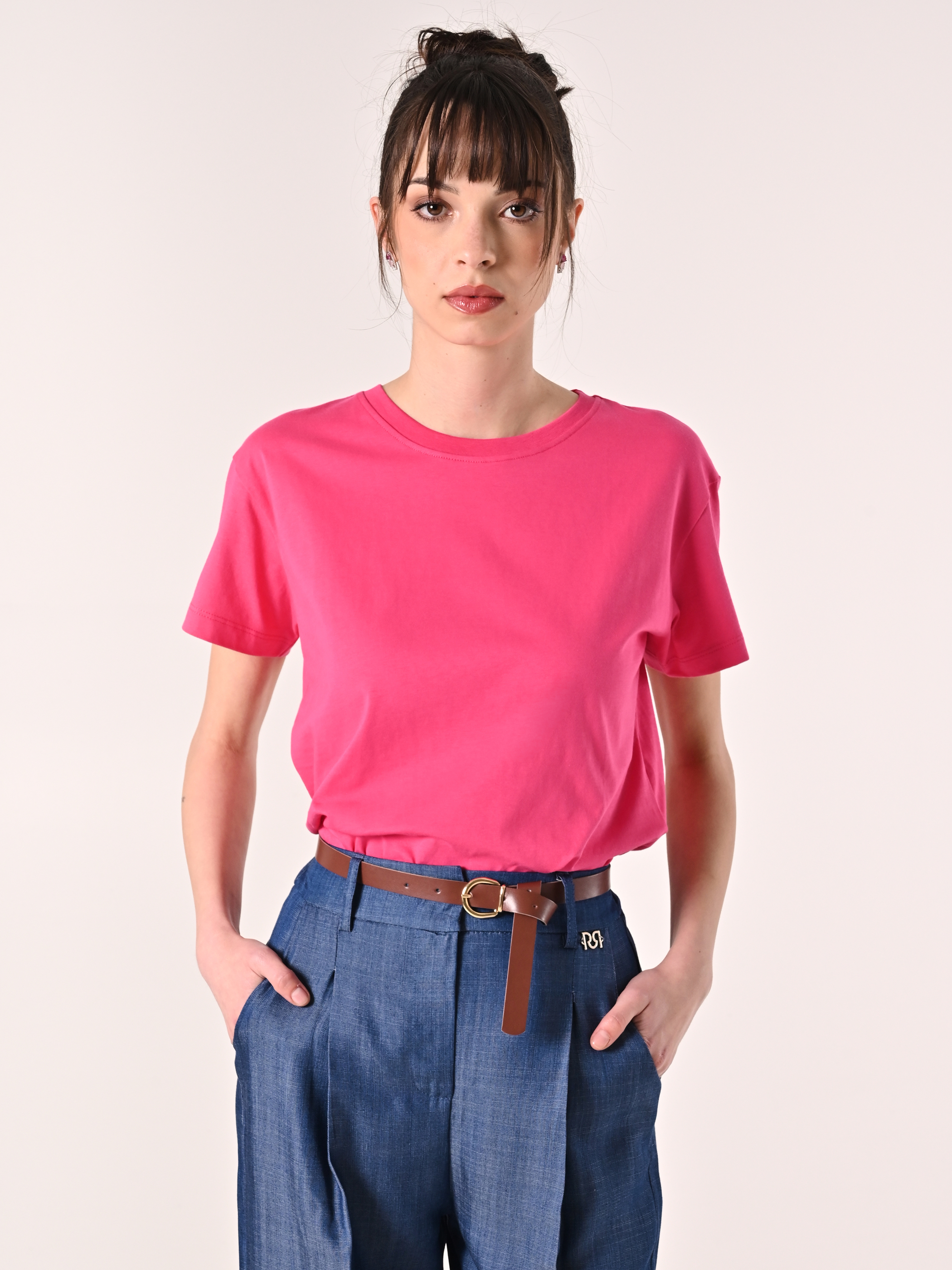 T-Shirt in Cotone Fuxia | Rinascimento